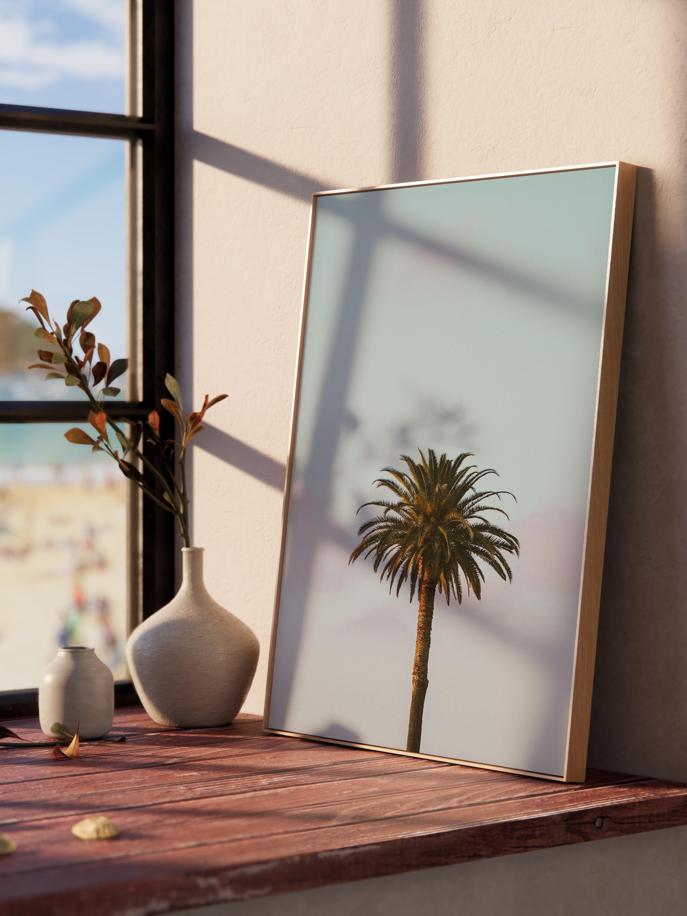 Çerçevesiz Poster, Yaz Temalı Tablo NO:256, Tek Palmiye Fotoğrafı, Yeşil Poster, Dikey