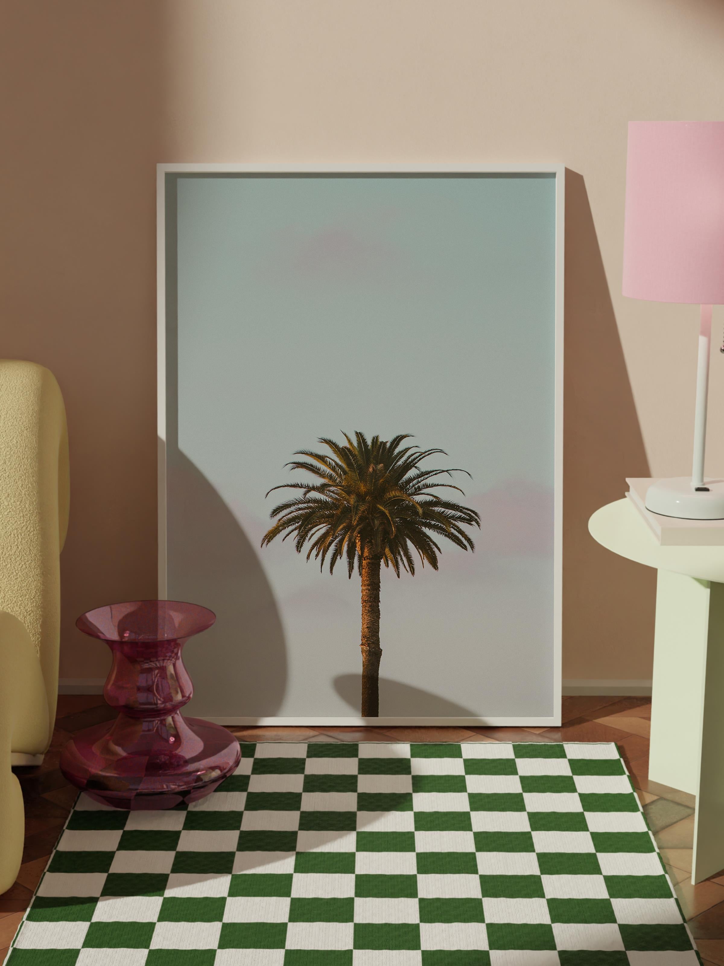 Çerçevesiz Poster, Yaz Temalı Tablo NO:256, Tek Palmiye Fotoğrafı, Yeşil Poster, Dikey