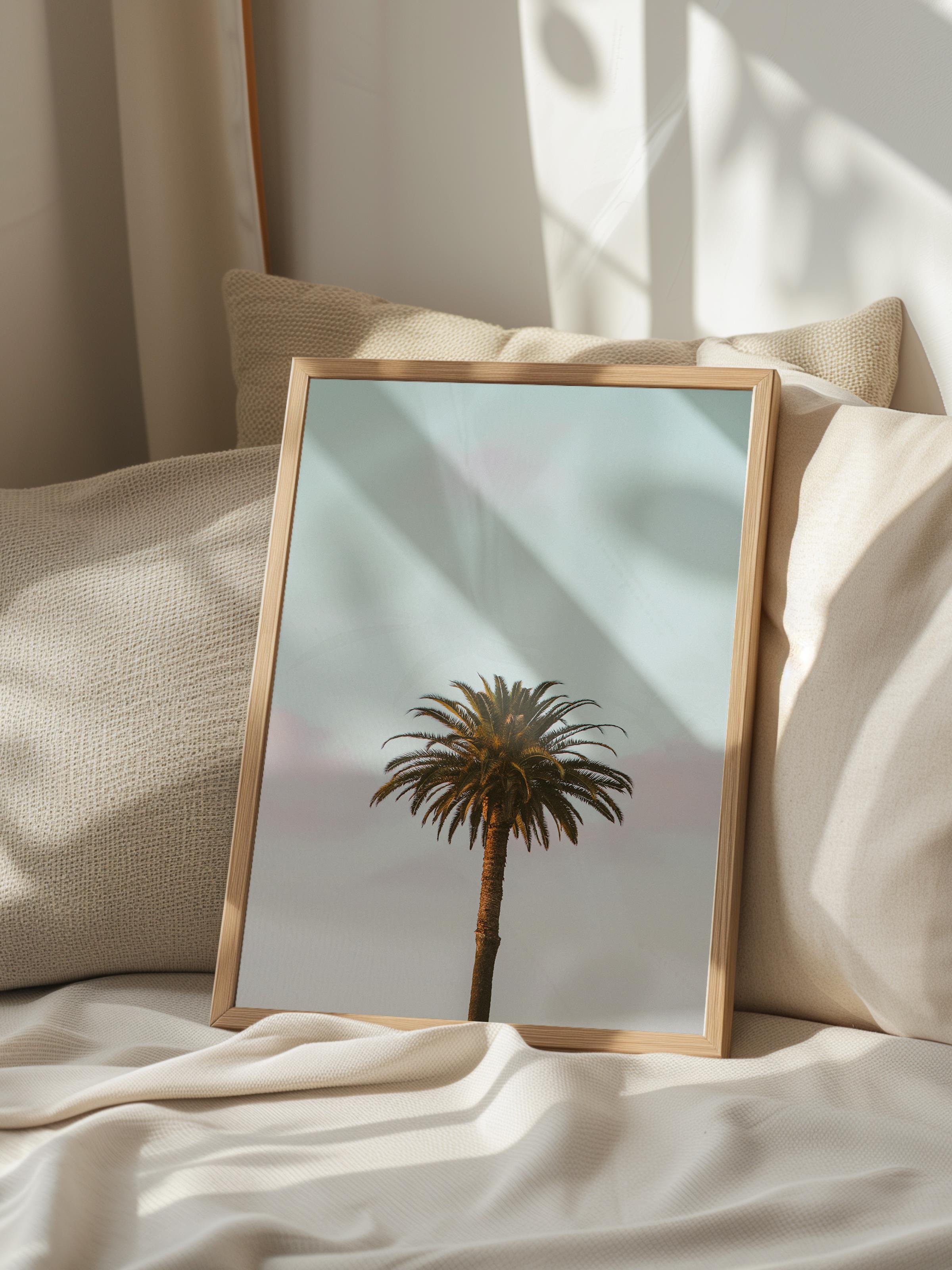 Çerçevesiz Poster, Yaz Temalı Tablo NO:256, Tek Palmiye Fotoğrafı, Yeşil Poster, Dikey