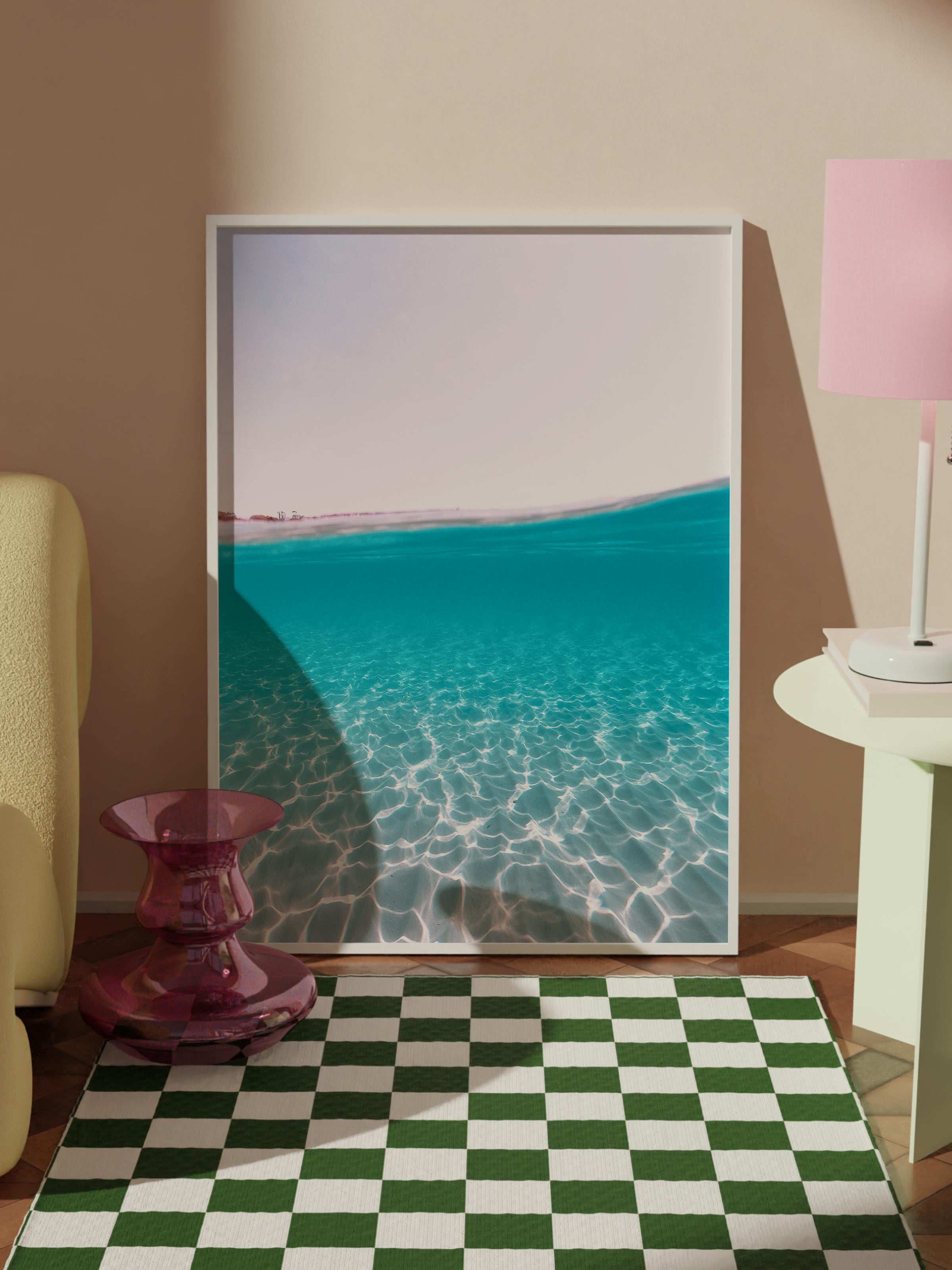 Çerçevesiz Poster, Yaz Temalı Tablo NO:46, Turkuaz Deniz Fotoğrafı, Mavi Poster, Dikey