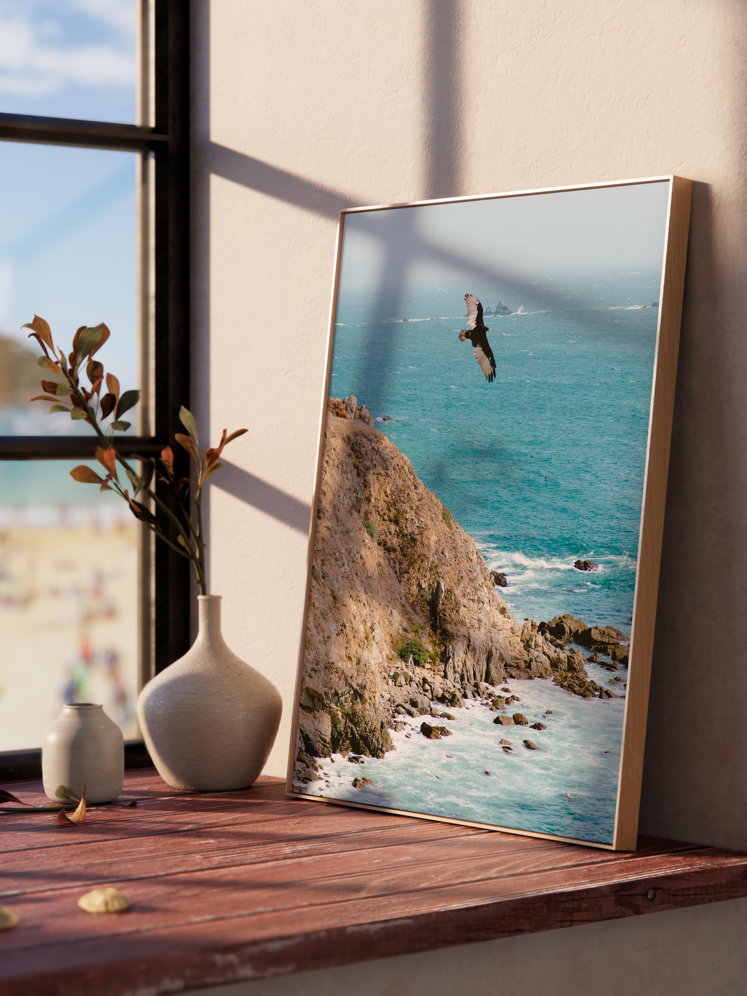 Çerçevesiz Poster, Yaz Temalı Tablo NO:52, Kayalık Uçurum Fotoğrafı, Kahverengi Poster, Dikey