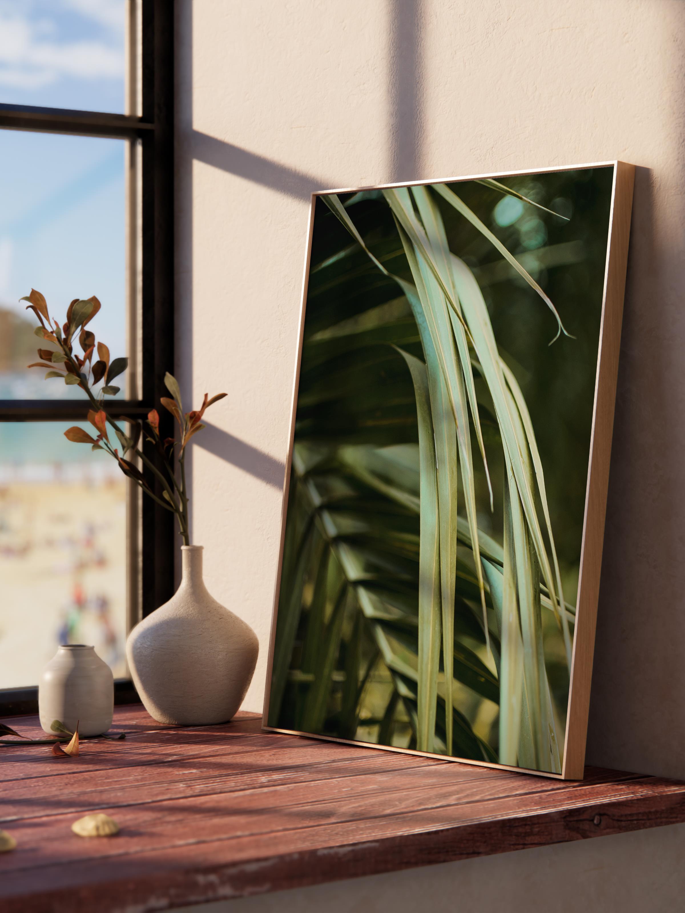 Çerçevesiz Poster, Yaz Temalı Tablo NO:65, Yeşil Yaprak Detayı Fotoğrafı, Yeşil Poster, Dikey