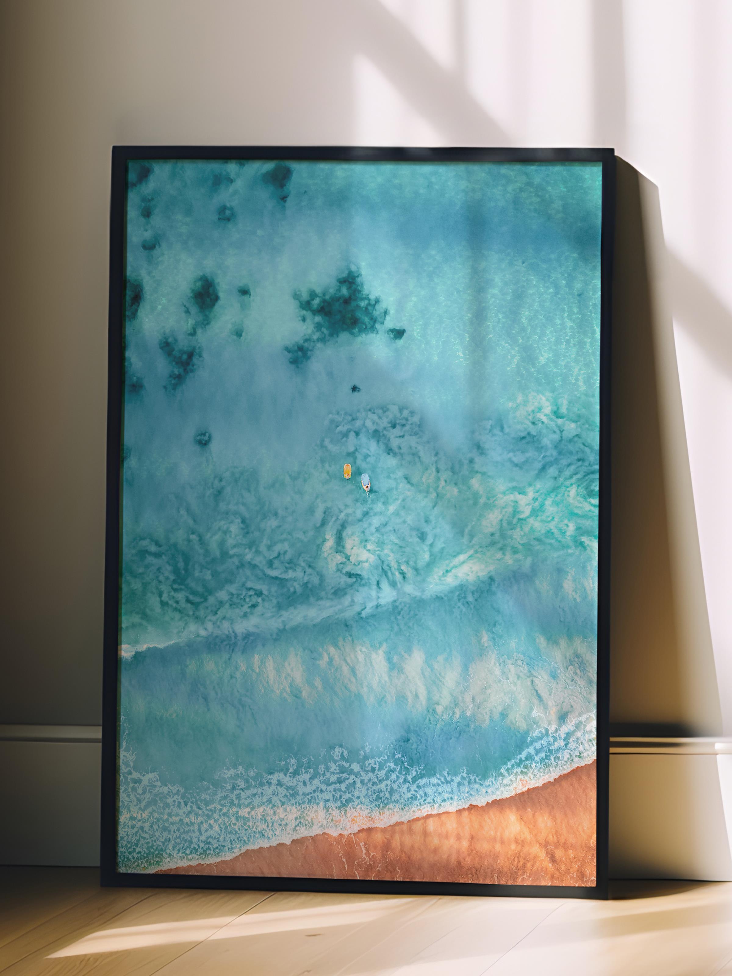 Çerçevesiz Poster, Yaz Temalı Tablo NO:69, Turkuaz Deniz Fotoğrafı, Mavi Poster, Dikey