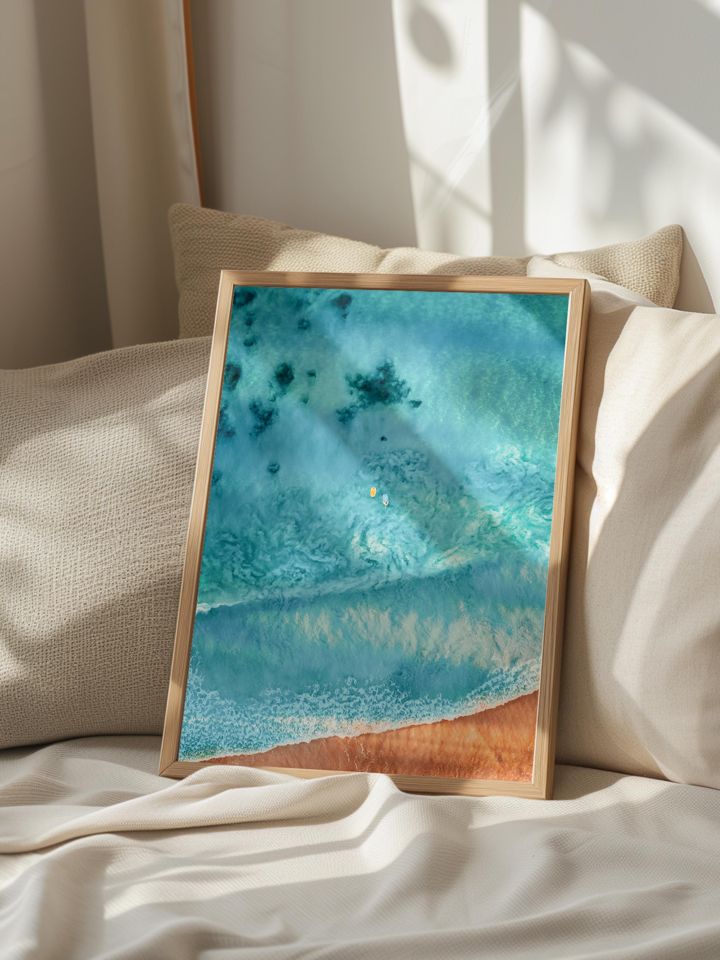 Çerçevesiz Poster, Yaz Temalı Tablo NO:69, Turkuaz Deniz Fotoğrafı, Mavi Poster, Dikey