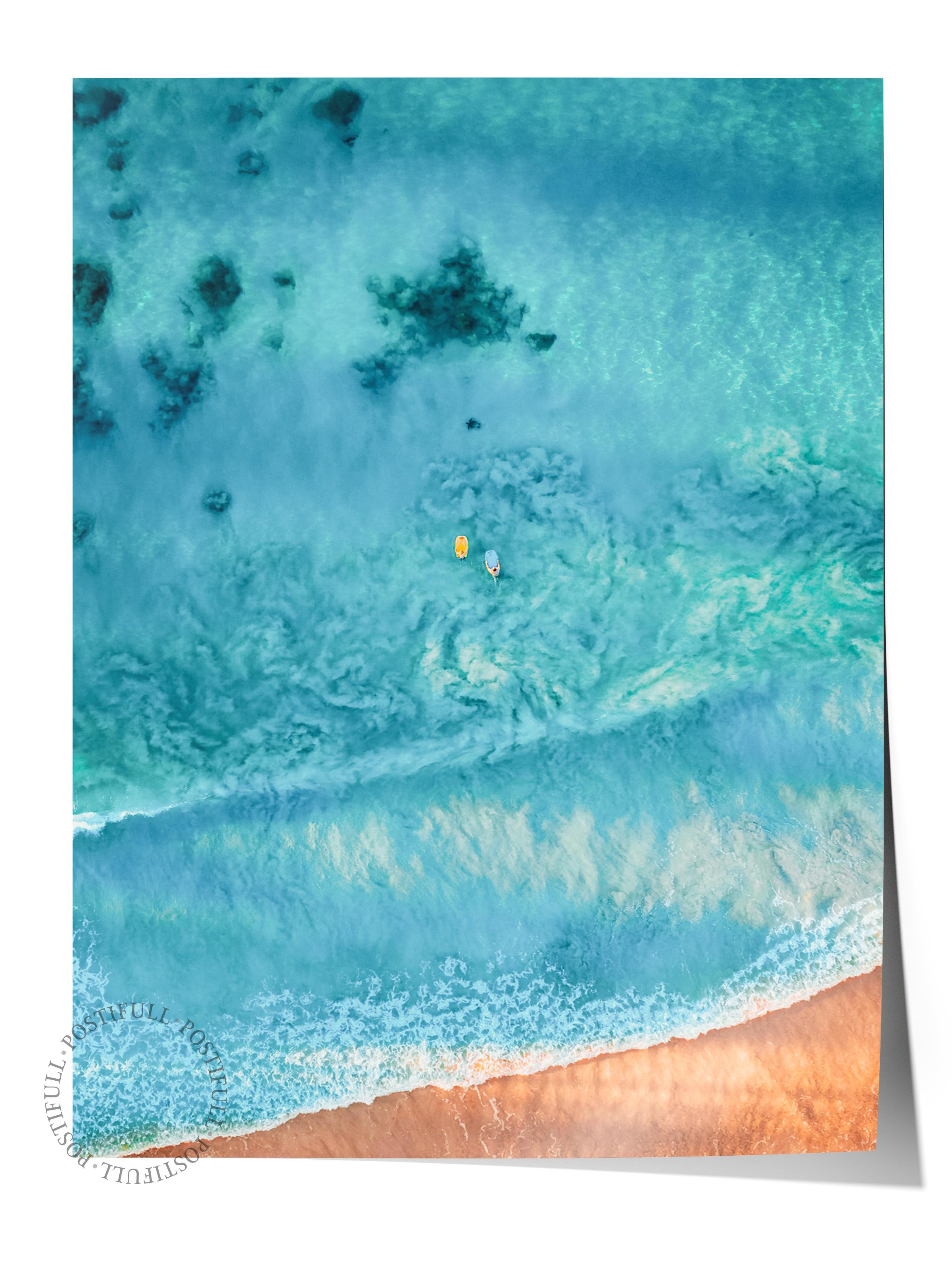 Çerçevesiz Poster, Yaz Temalı Tablo NO:69, Turkuaz Deniz Fotoğrafı, Mavi Poster, Dikey