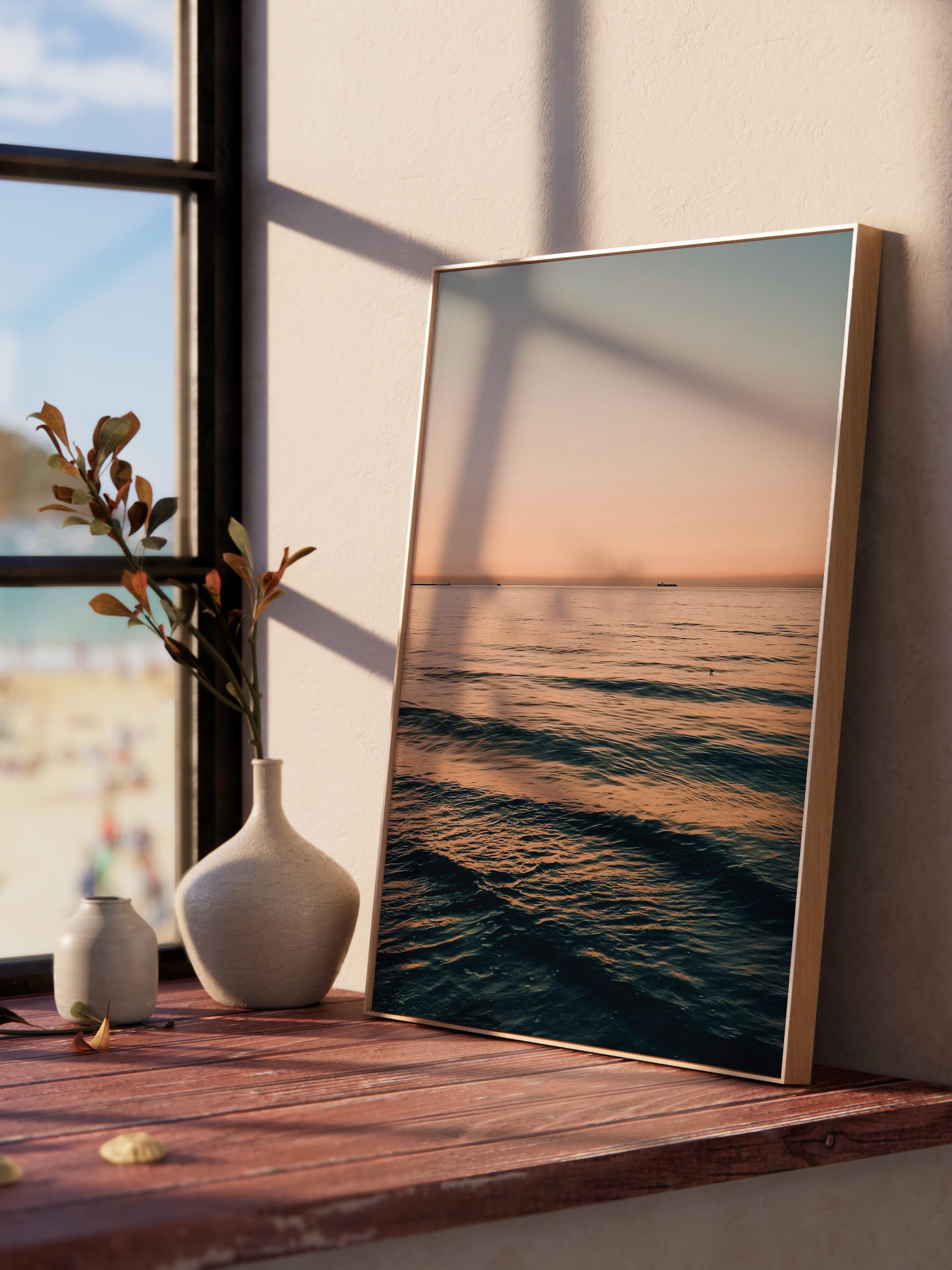 Çerçevesiz Poster, Yaz Temalı Tablo NO:77, Sakin Deniz Fotoğrafı, Mavi Poster, Dikey