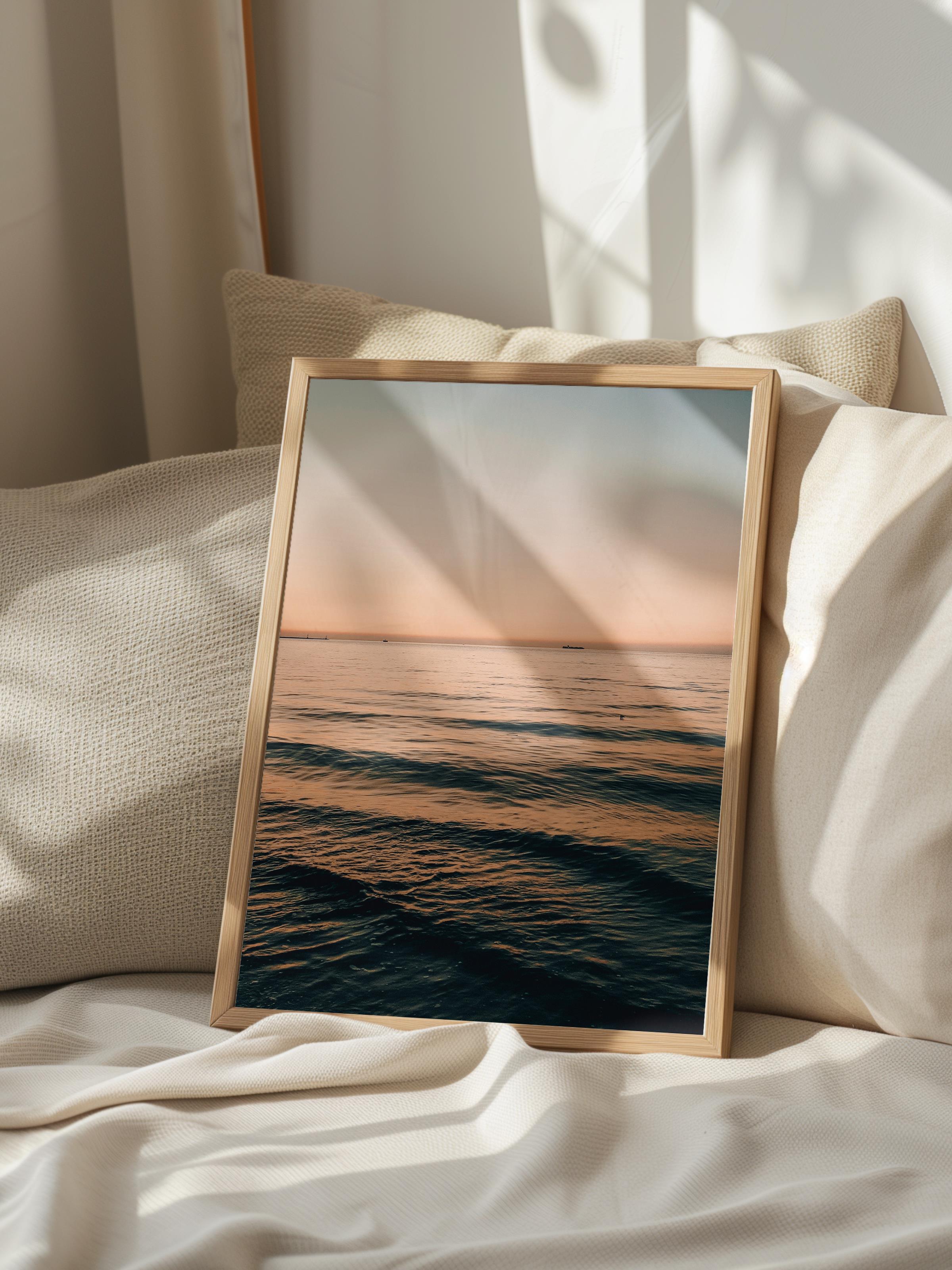 Çerçevesiz Poster, Yaz Temalı Tablo NO:77, Sakin Deniz Fotoğrafı, Mavi Poster, Dikey
