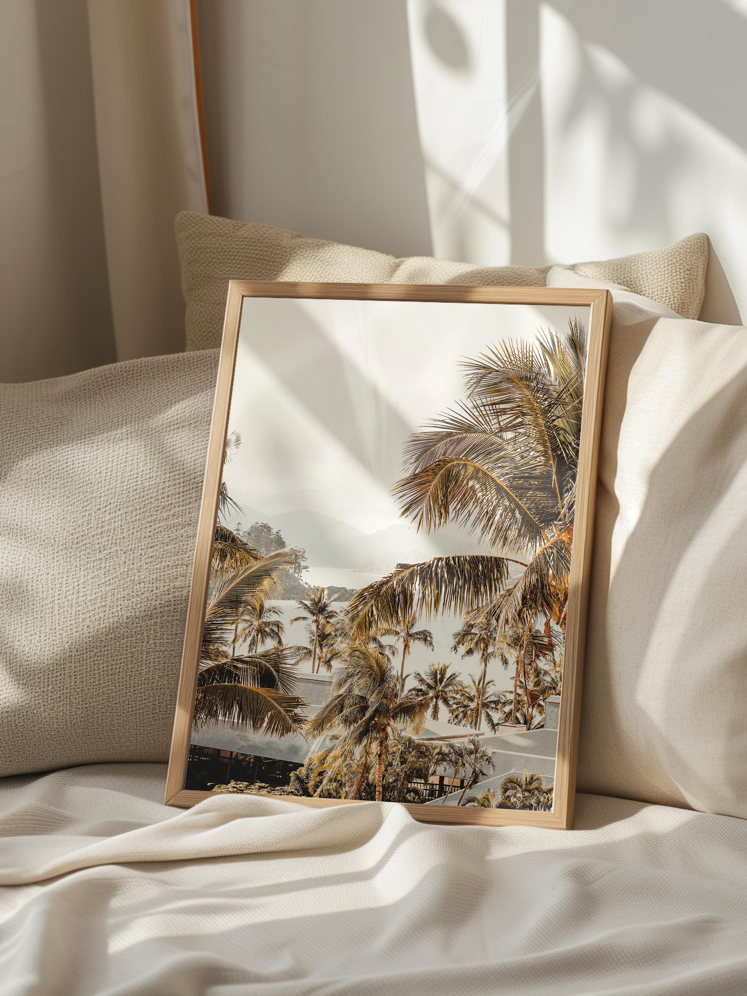 Çerçevesiz Poster, Yaz Temalı Tablo NO:80, Palmiye Ağaçları Fotoğrafı, Kahverengi Poster, Dikey