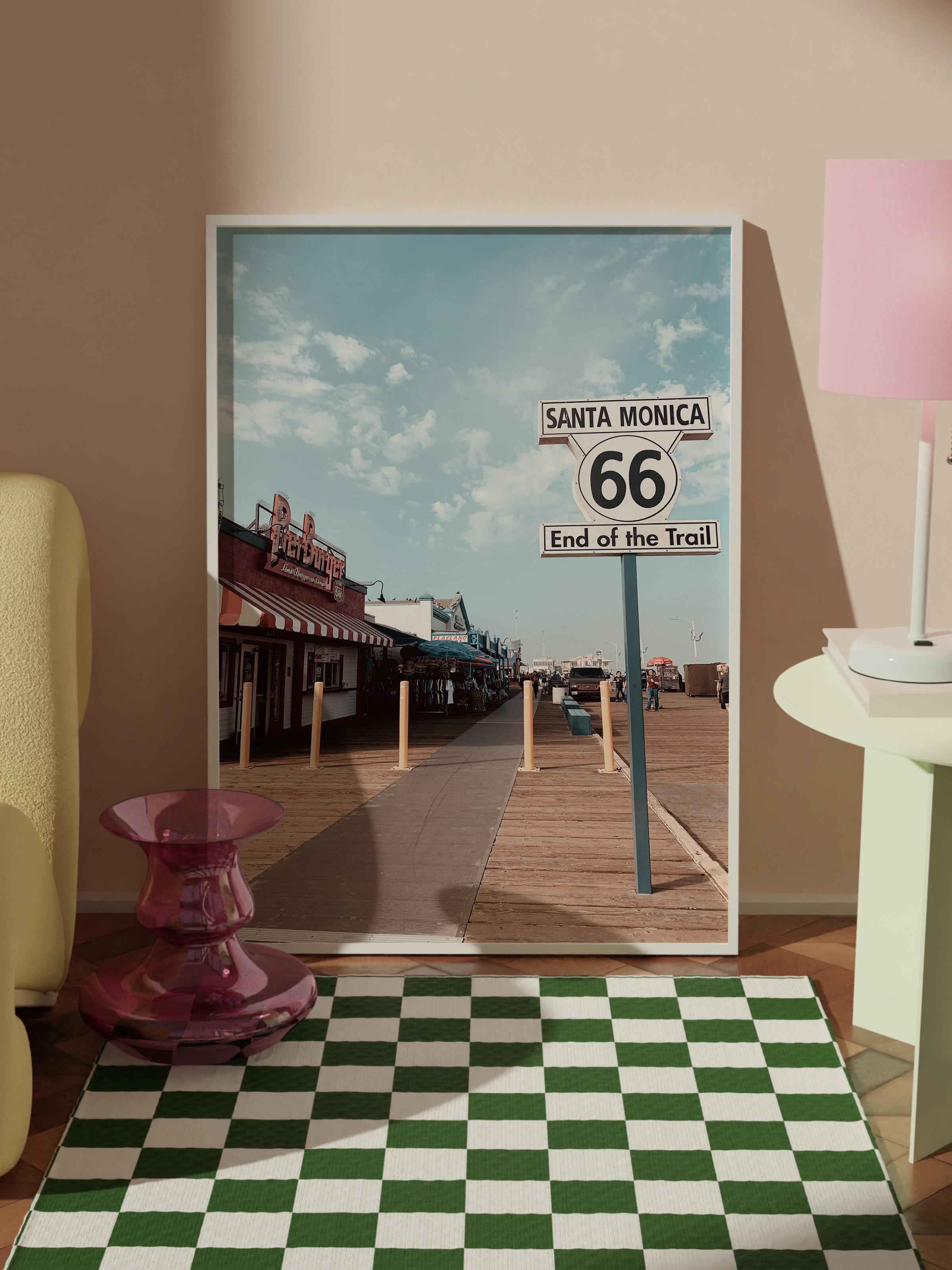 Çerçevesiz Poster, Yaz Temalı Tablo NO:91, Route 66 Plaj Yolu Fotoğrafı, Beyaz Poster, Dikey