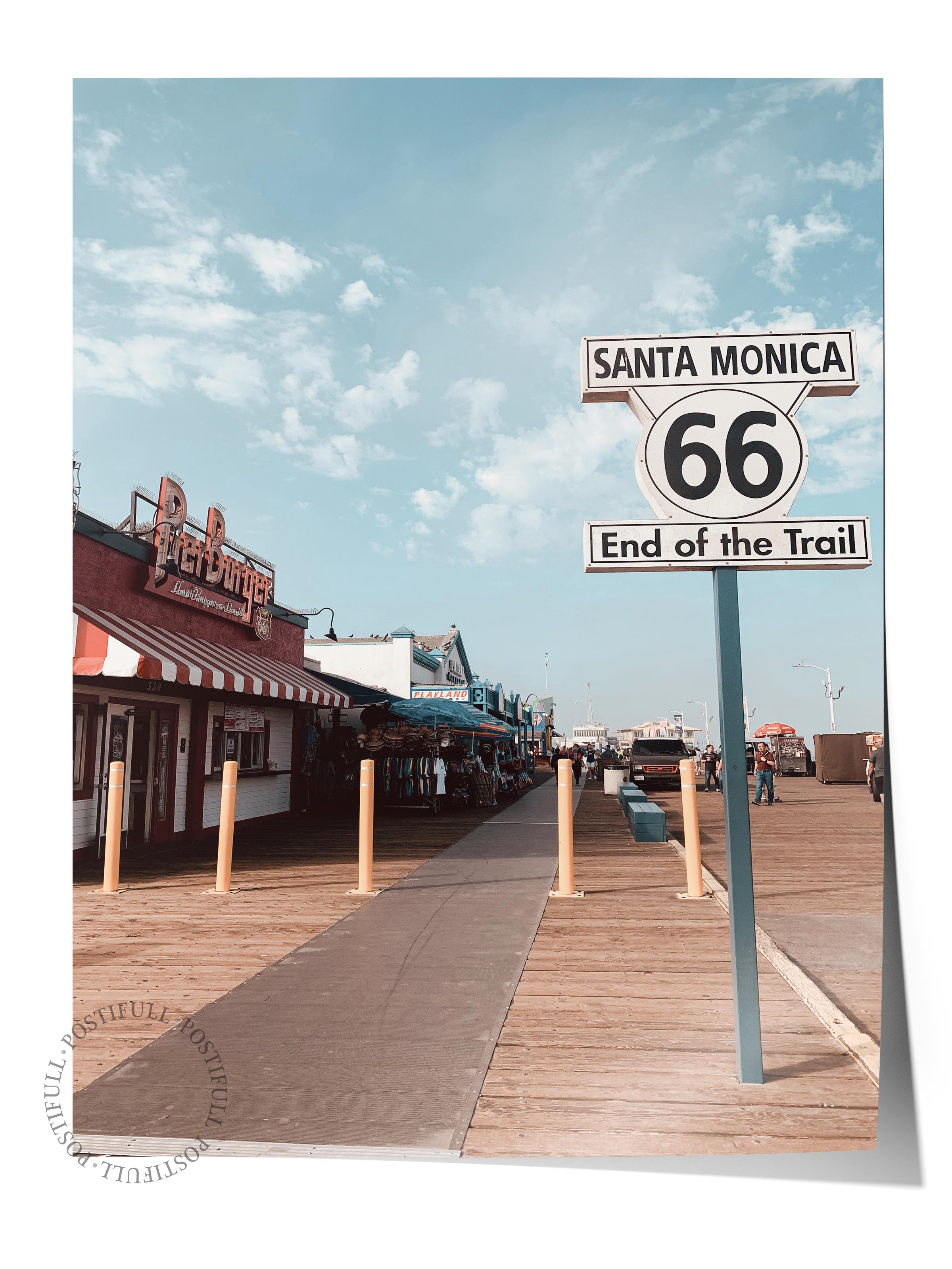 Çerçevesiz Poster, Yaz Temalı Tablo NO:91, Route 66 Plaj Yolu Fotoğrafı, Beyaz Poster, Dikey