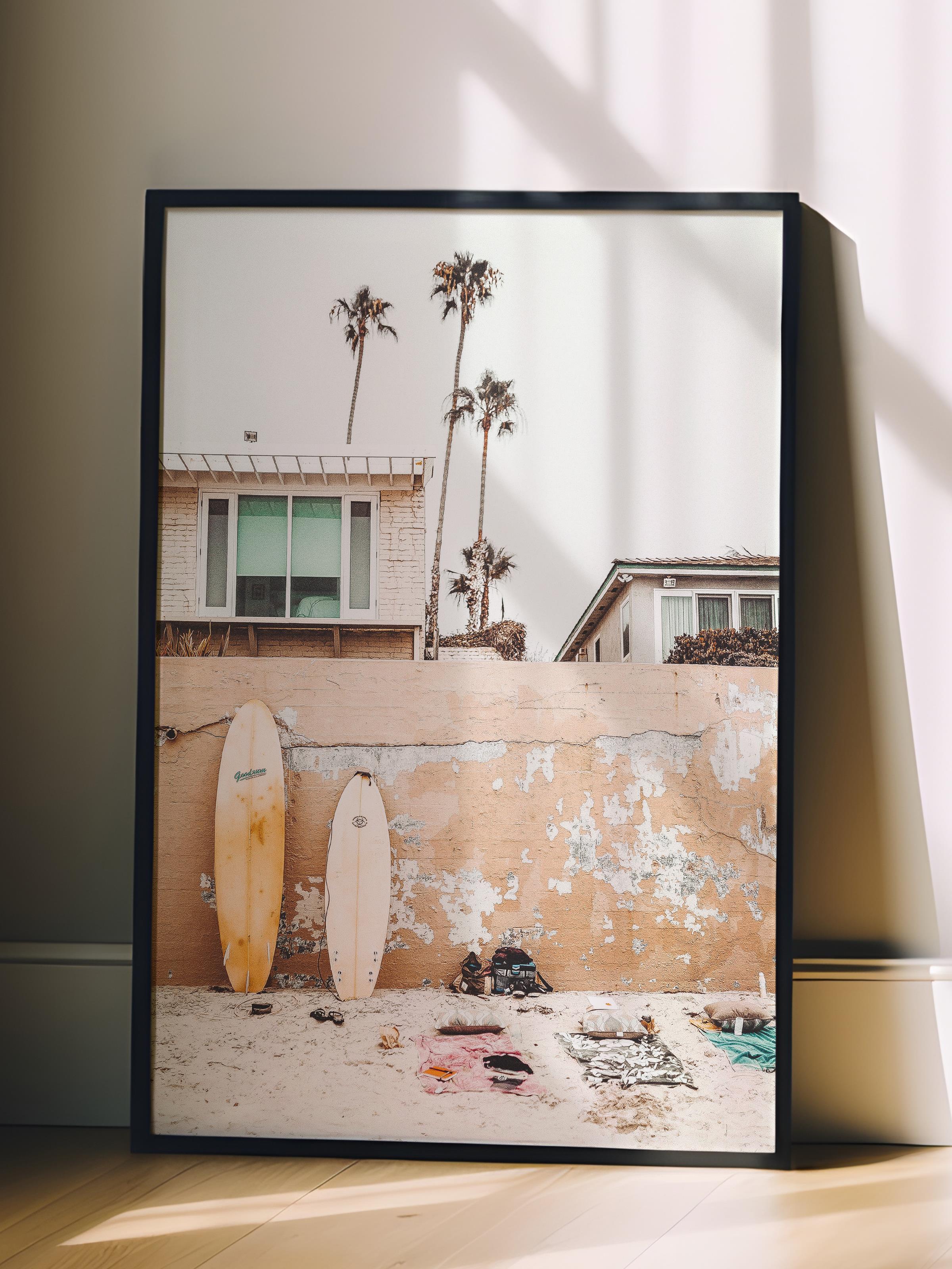 Çerçevesiz Poster, Yaz Temalı Tablo NO:94, Surf Evi Fotoğrafı, Beyaz Poster, Dikey