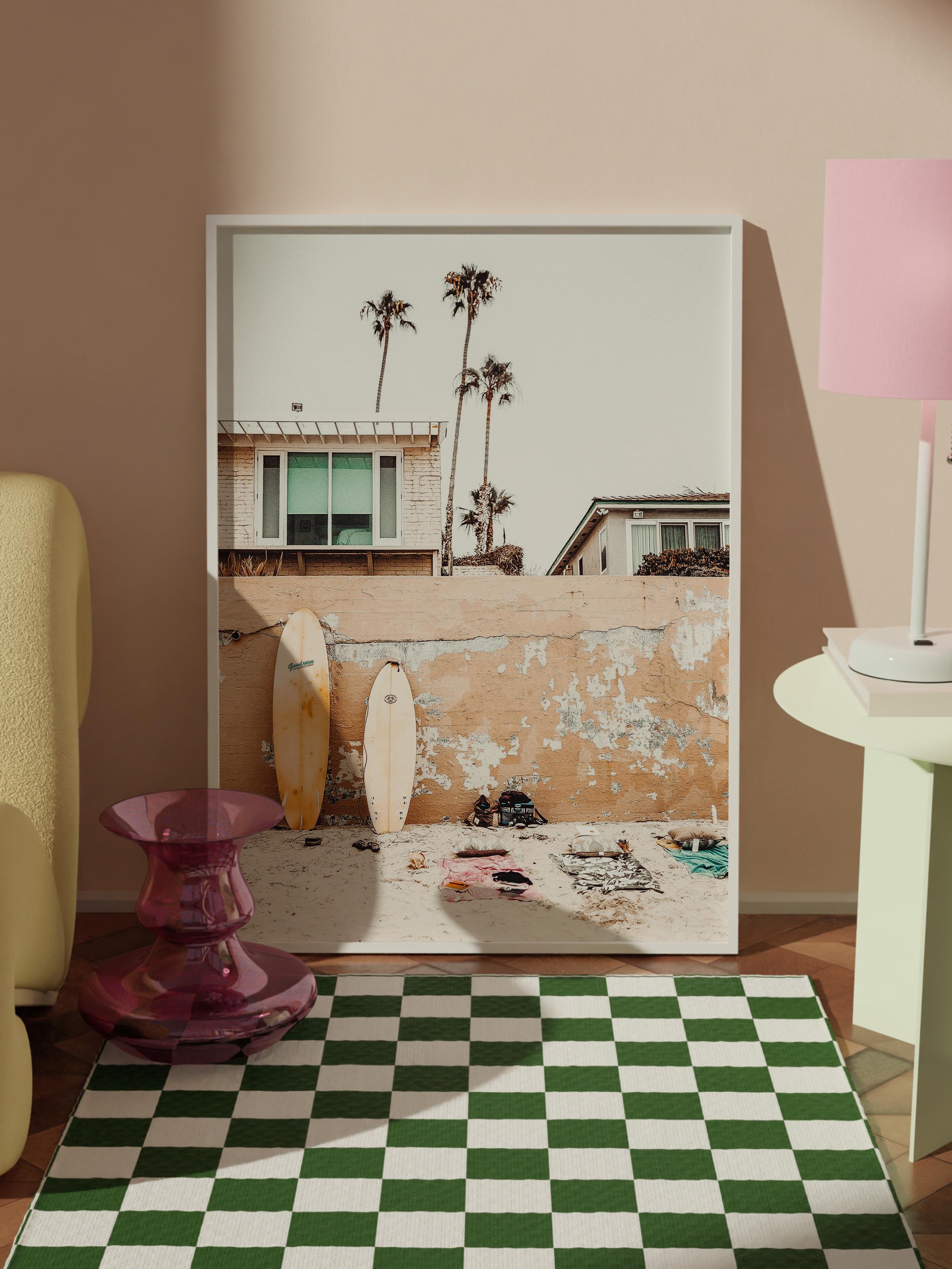 Çerçevesiz Poster, Yaz Temalı Tablo NO:94, Surf Evi Fotoğrafı, Beyaz Poster, Dikey