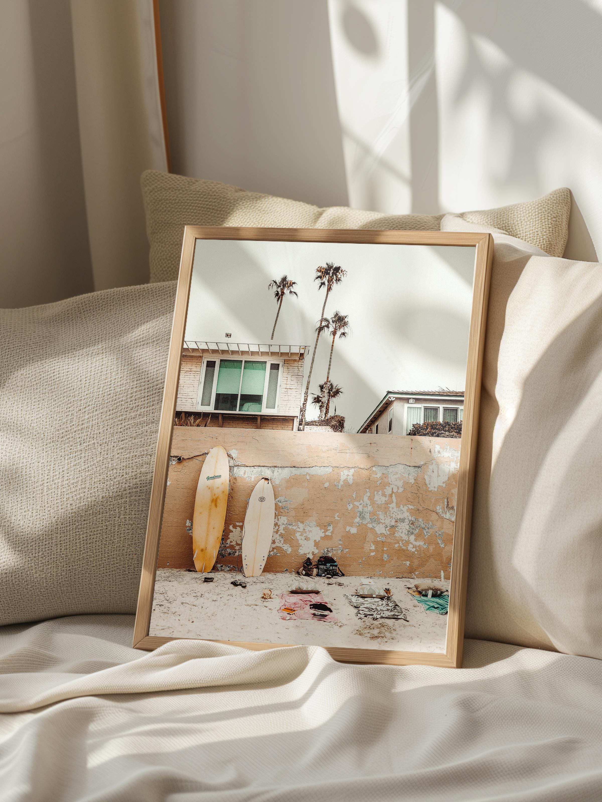 Çerçevesiz Poster, Yaz Temalı Tablo NO:94, Surf Evi Fotoğrafı, Beyaz Poster, Dikey