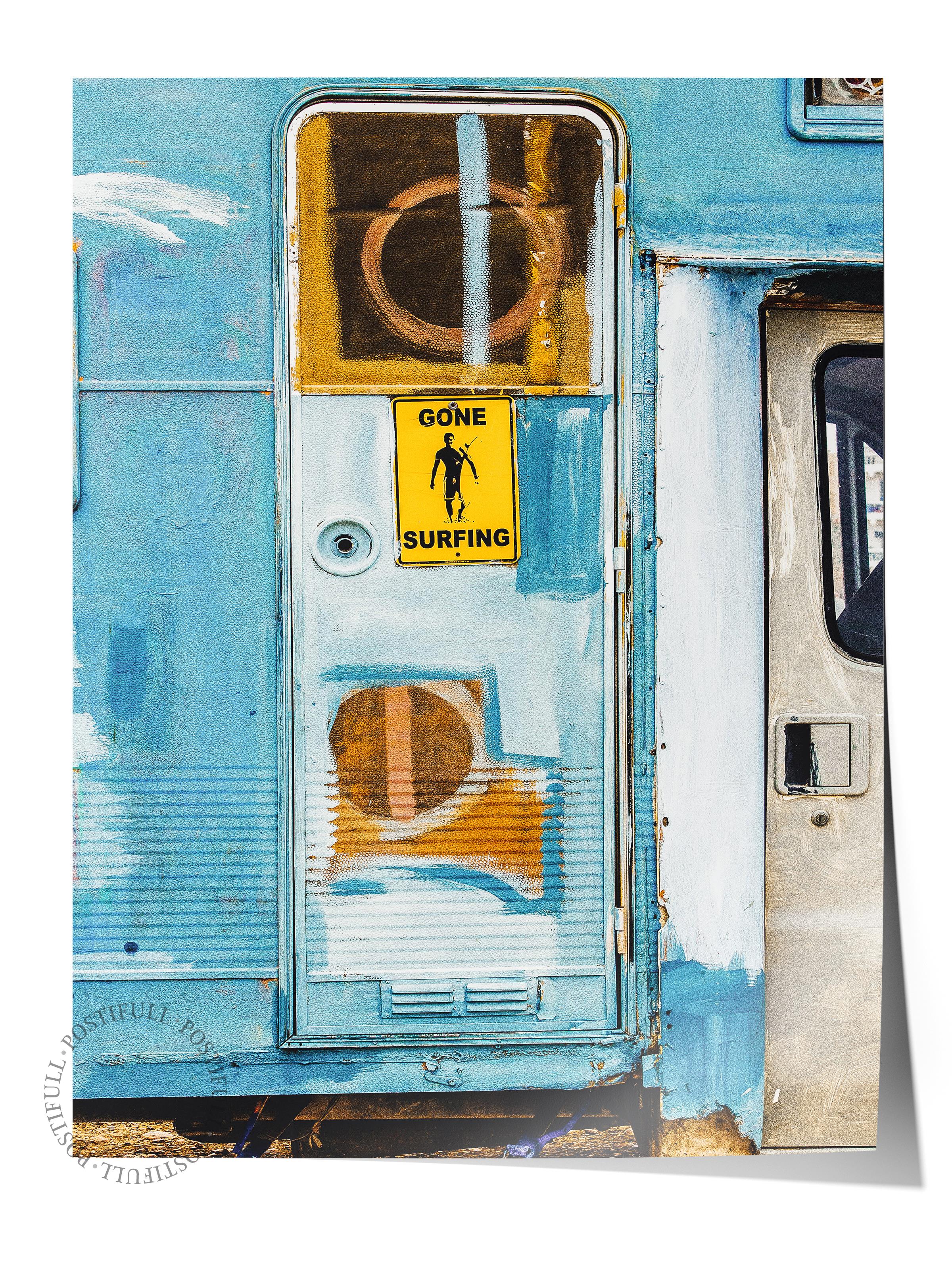 Çerçevesiz Poster, Yaz Temalı Tablo NO:98, Mavi Kapı Fotoğrafı, Mavi Poster, Dikey