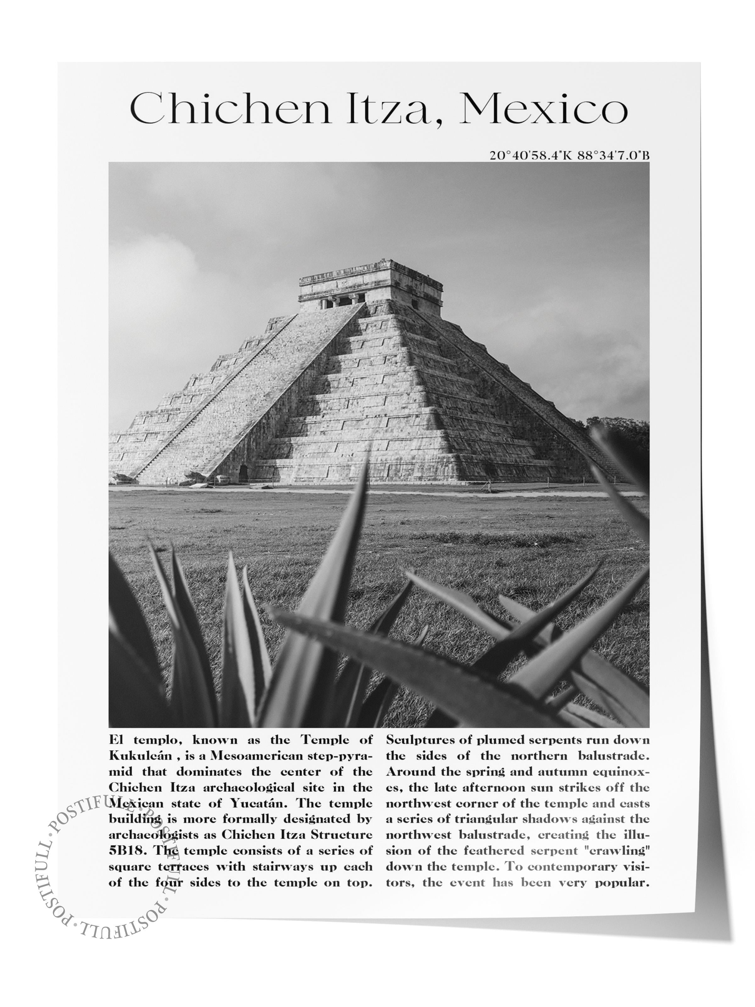 Chichen Itza - Meksika, Şehir Temalı Poster, Çerçevesiz Duvar Posteri, NO:30010