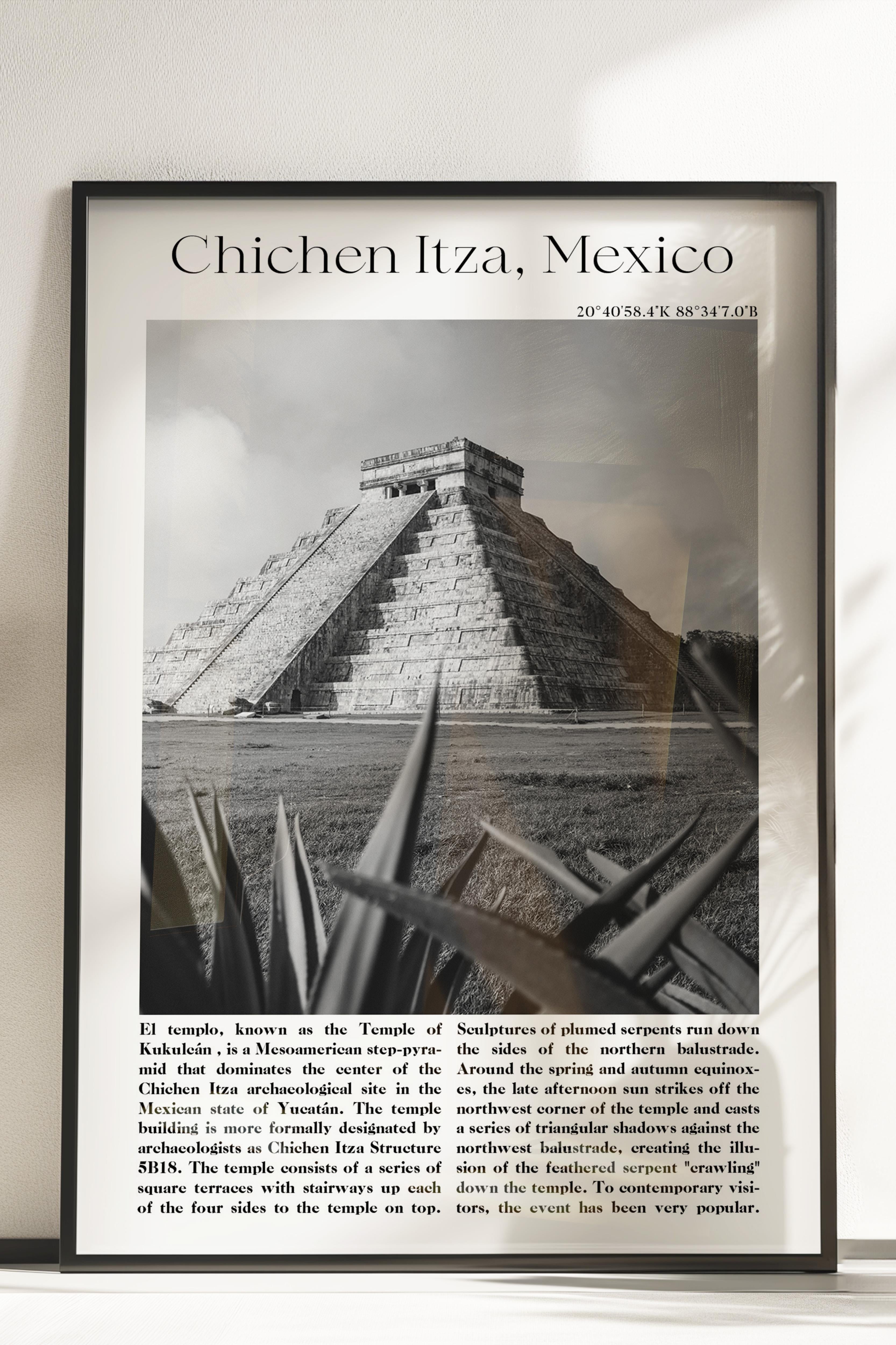 Chichen Itza - Meksika, Şehir Temalı Poster, Çerçevesiz Duvar Posteri, NO:30010