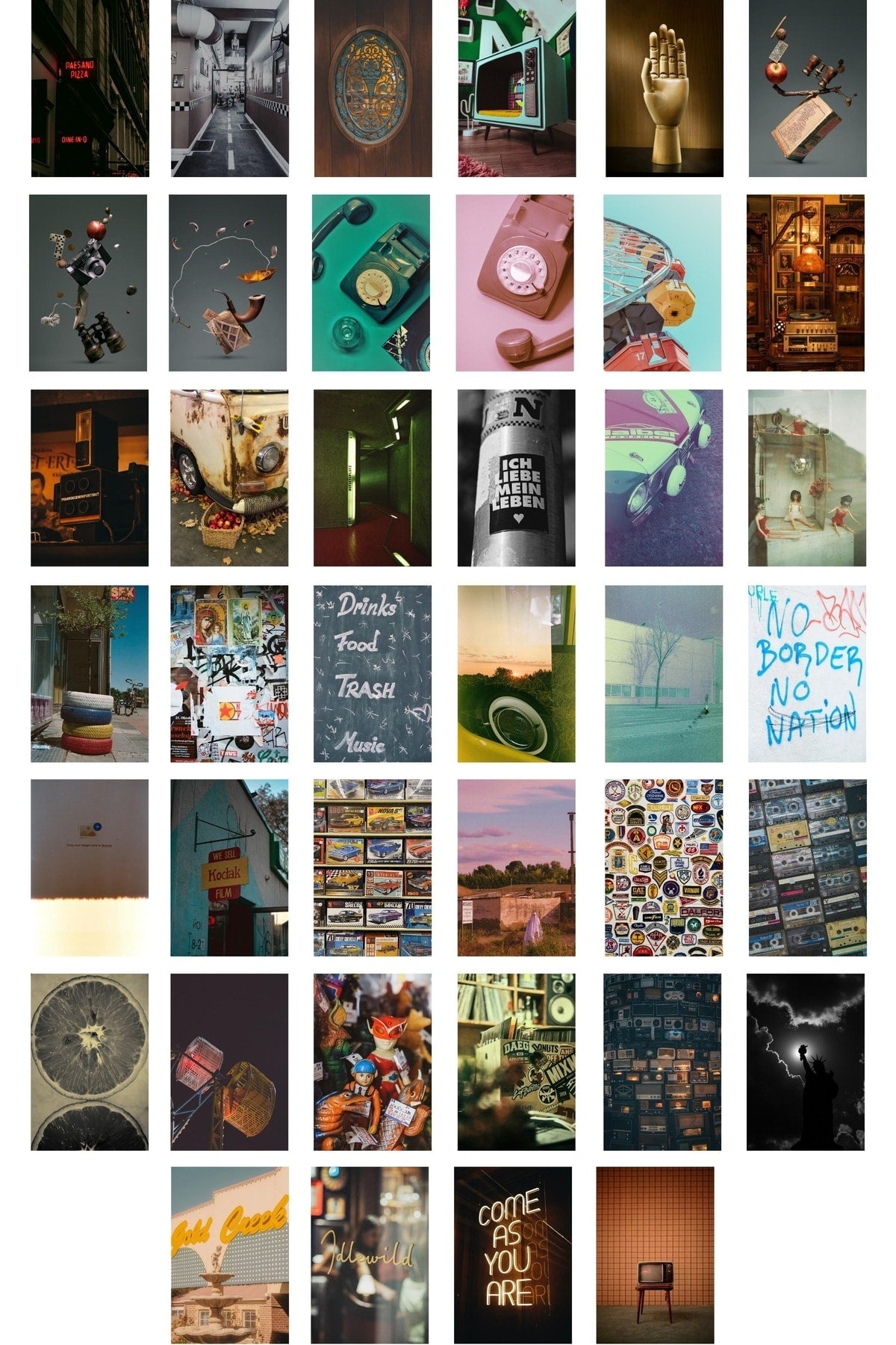 Chill Mood Aesthetic Poster Seti - Kolaj Seti - Stiker Bant Hediyeli - 40 Adet 10*15cm - Kutulu Set