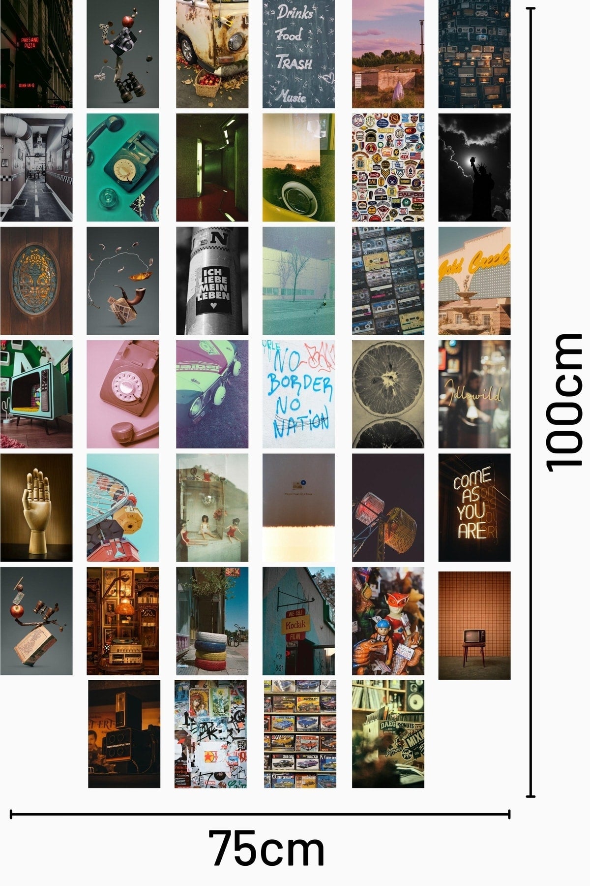Chill Mood Aesthetic Poster Seti - Kolaj Seti - Stiker Bant Hediyeli - 40 Adet 10*15cm - Kutulu Set