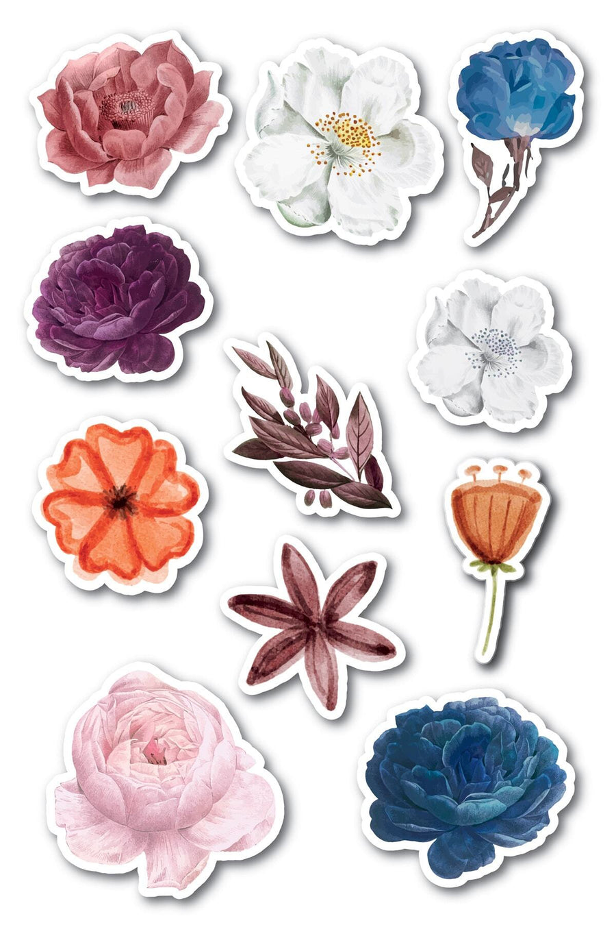 Çiçek Temalı Sticker Seti - 11 Adet Etiket Seti- Telefon, Tablet, Defter Laptop Uyumlu Etiket