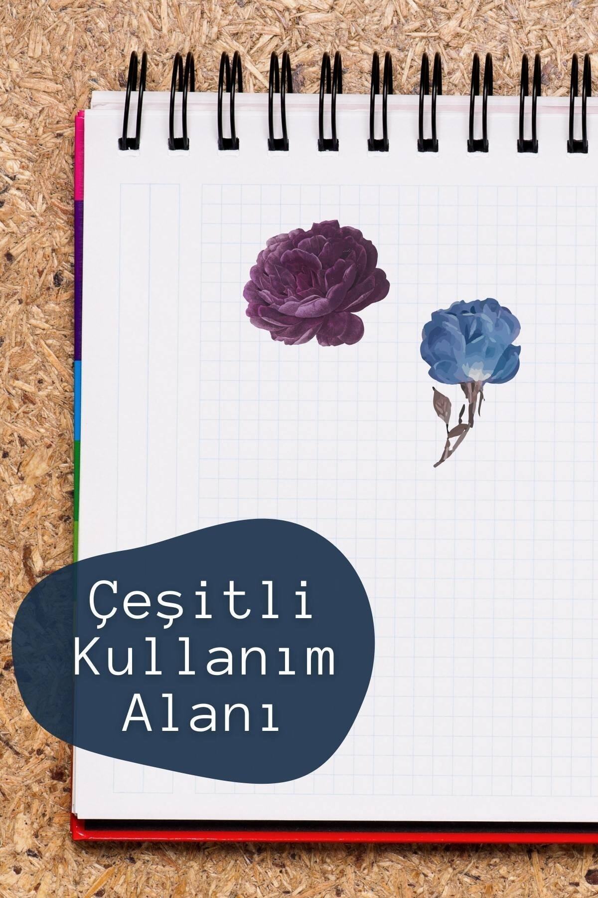 Çiçek Temalı Sticker Seti - 11 Adet Etiket Seti- Telefon, Tablet, Defter Laptop Uyumlu Etiket