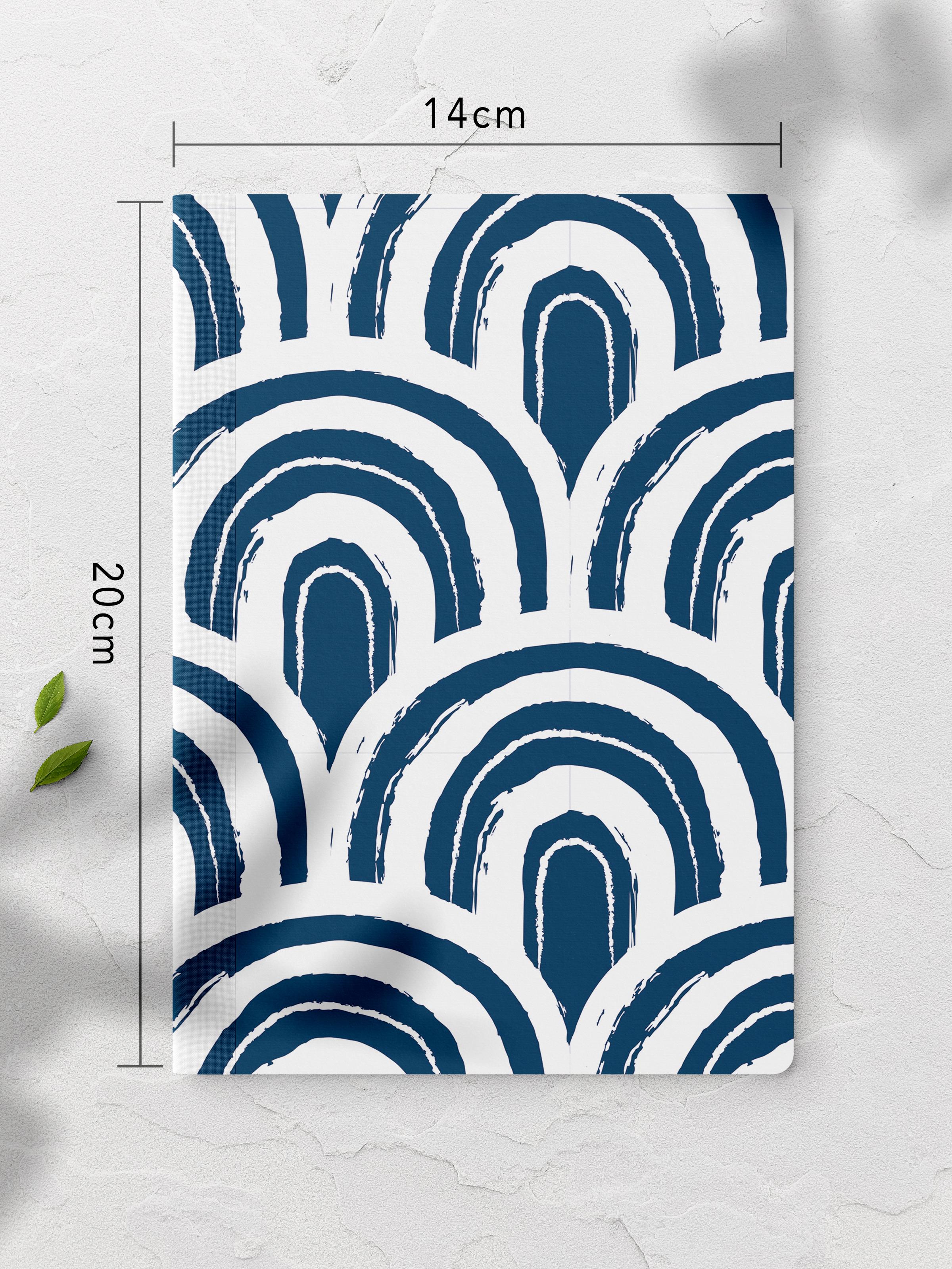 Çizgisiz Defter, Mavi Boho Desen Notebook, Not Defteri, Akıl ve Anı Defteri, 64 Sayfa, 14*21cm