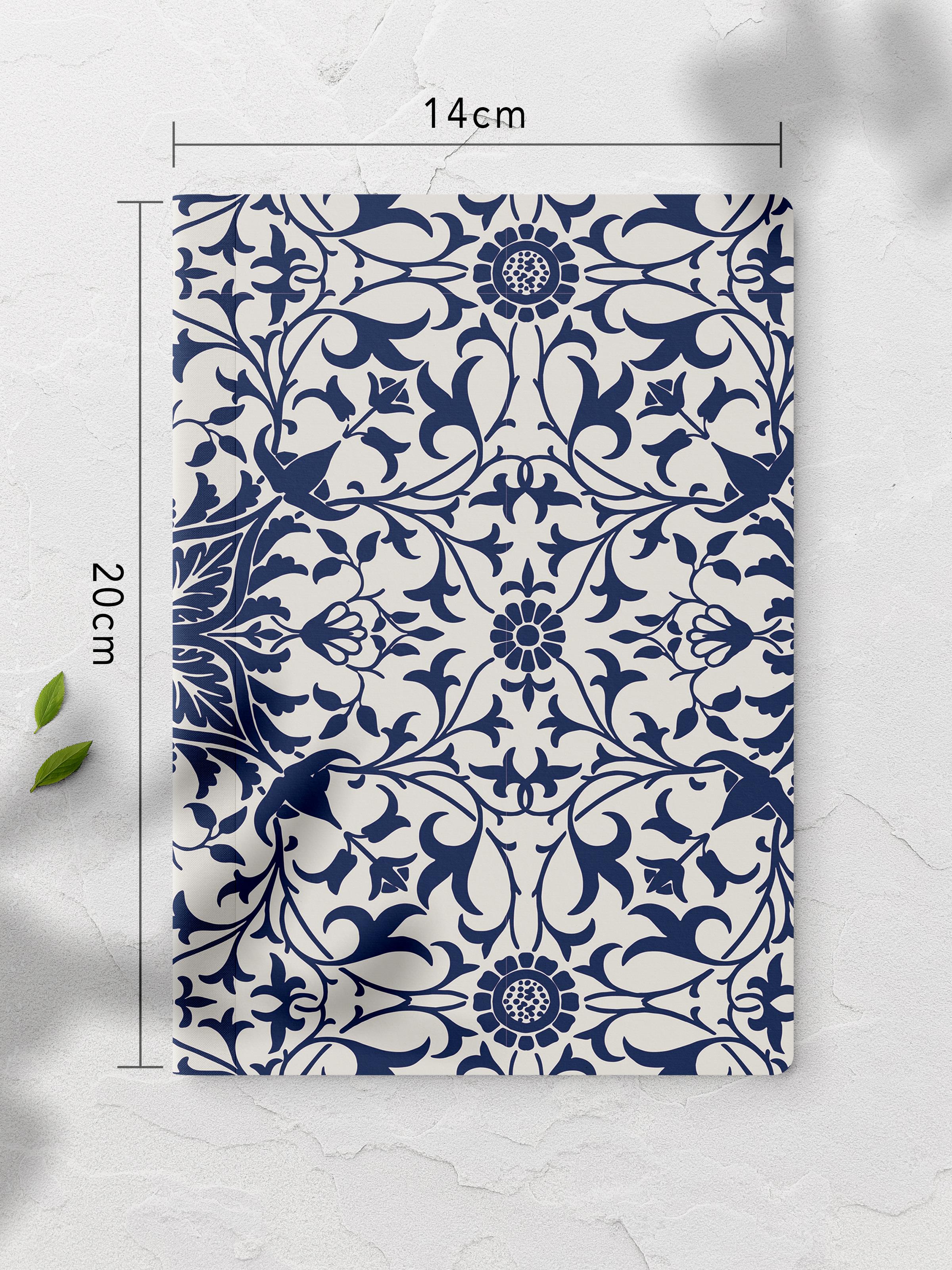 Çizgisiz Defter, Mavi Boho Desen Notebook, Not Defteri, Akıl ve Anı Defteri, 64 Sayfa, 14*21cm