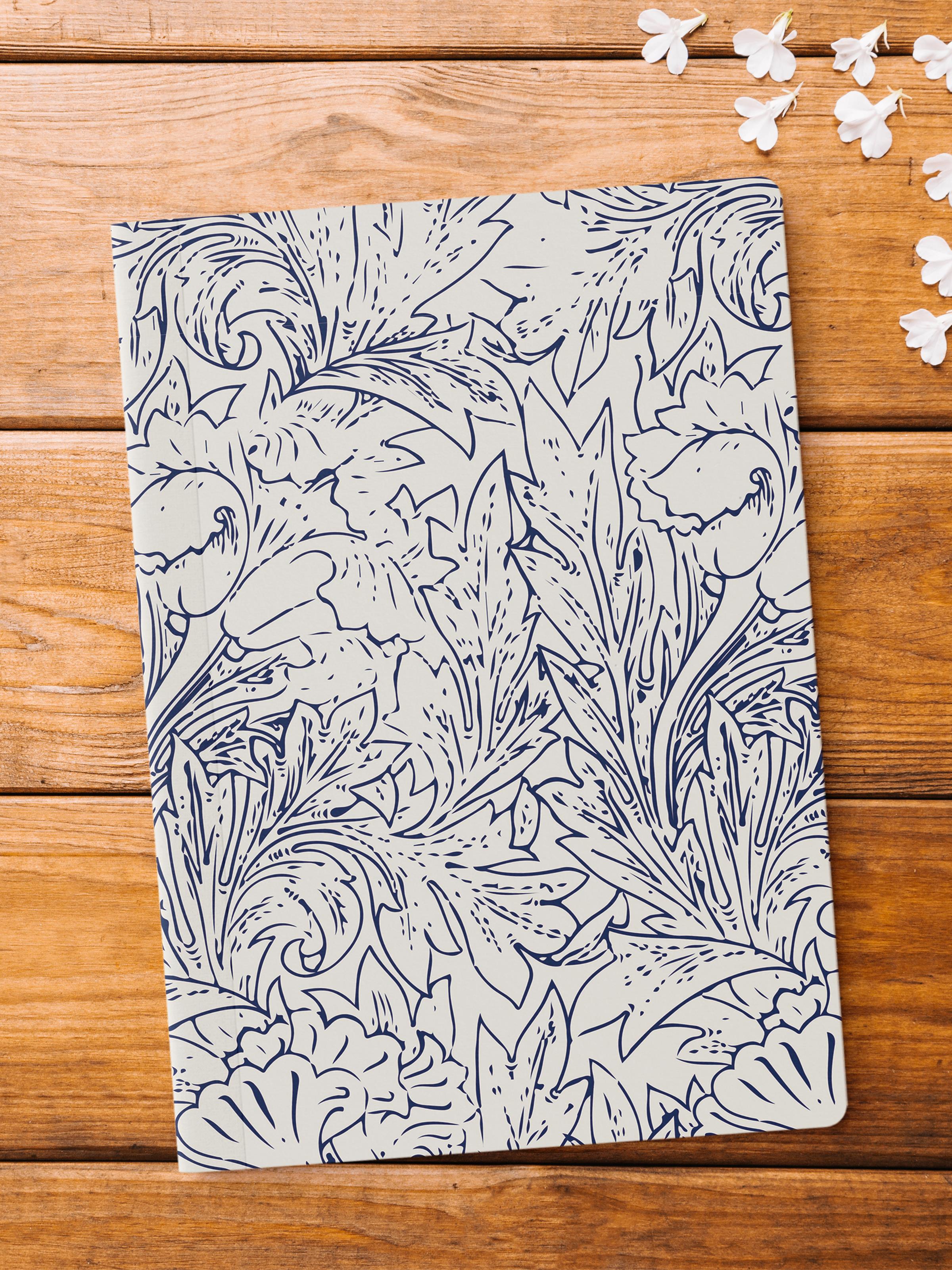 Çizgisiz Defter, Mavi Boho Desen Notebook, Not Defteri, Akıl ve Anı Defteri, 64 Sayfa, 14*21cm