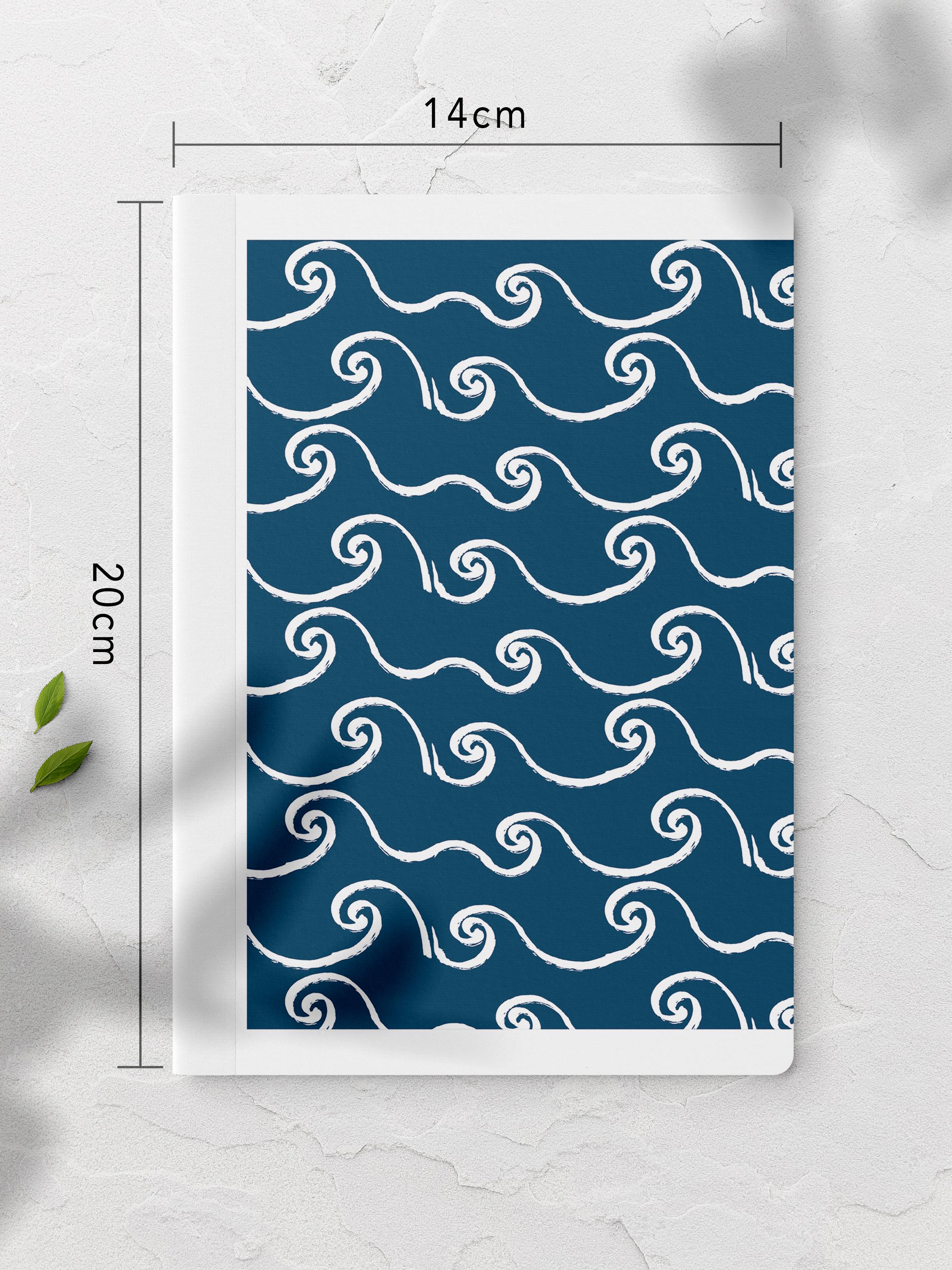 Çizgisiz Defter, Mavi Boho Desen Notebook, Not Defteri, Akıl ve Anı Defteri, 64 Sayfa, 14*21cm