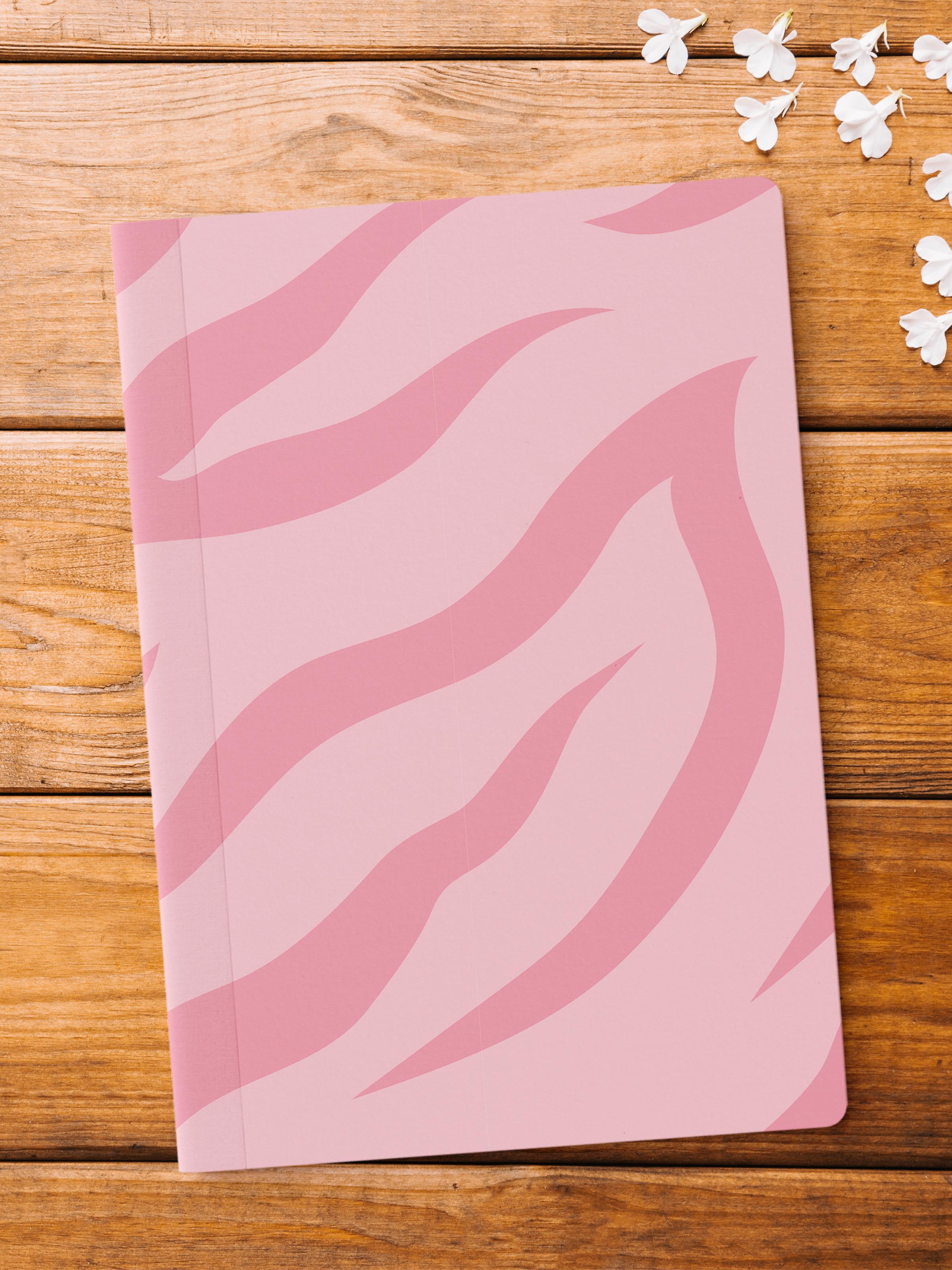 Çizgisiz Defter, Pembe ve Desenli Notebook, Not Defteri, Akıl ve Anı Defteri, 64 Sayfa, 14*21cm