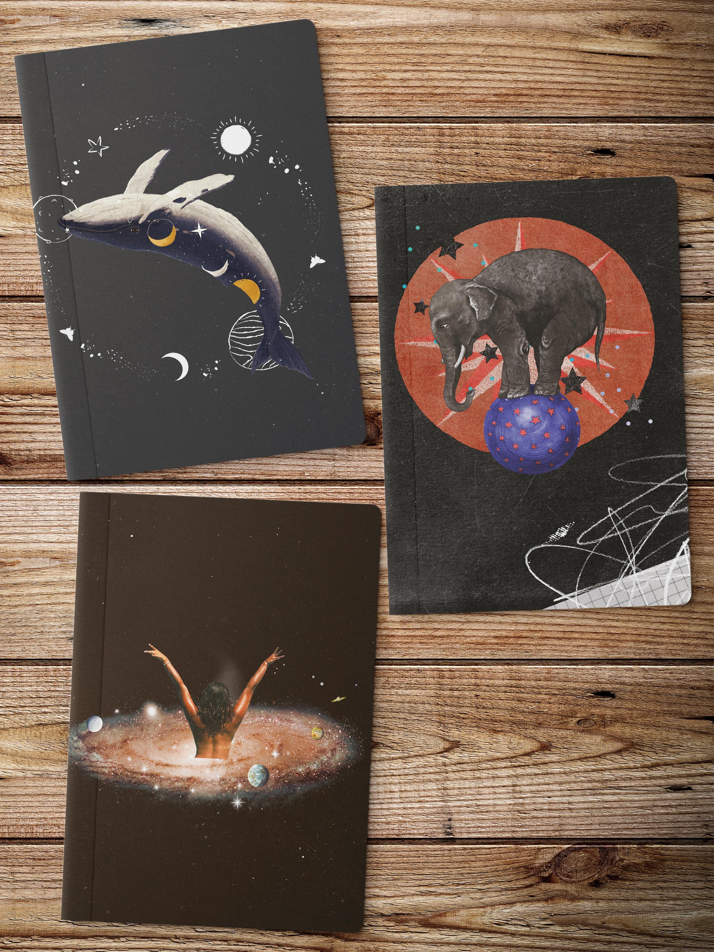 Çizgisiz Defter Seti, 3 Adet Not Defteri, Notebook Journal Seti, Anı Defteri, 64 Sayfa Orta Boy