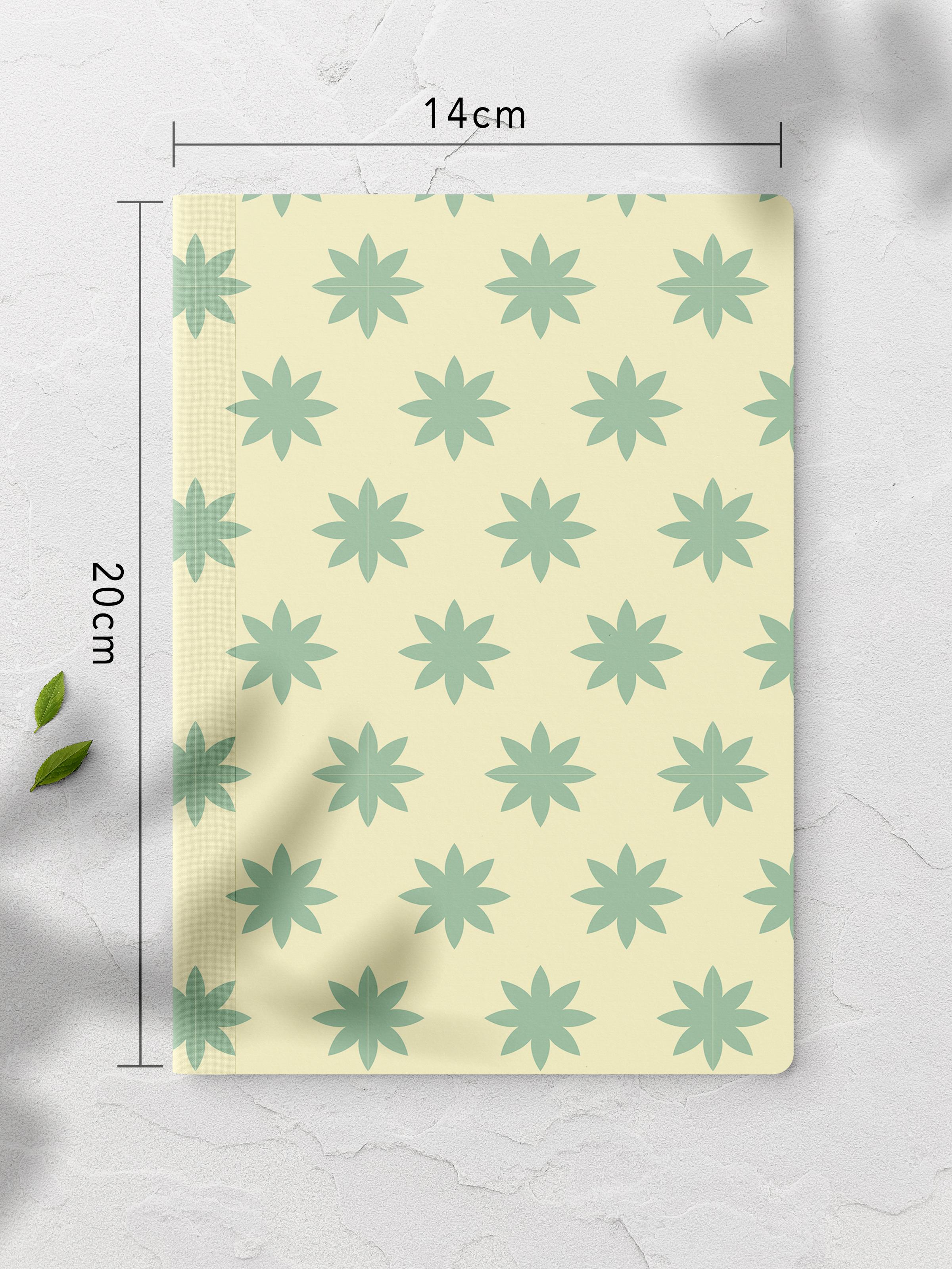 Çizgisiz Defter, Yeşil Desenli Notebook, Not Defteri, Akıl ve Anı Defteri, 64 Sayfa, 14*21cm