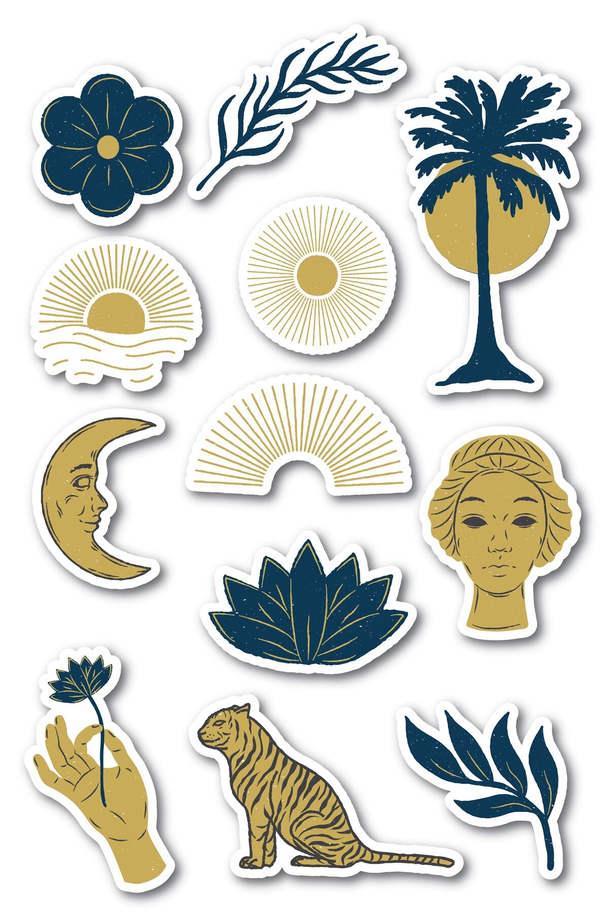 Çizim Temalı Sticker Seti - 12 Adet Etiket Seti- Telefon, Tablet, Defter Laptop Uyumlu Etiket