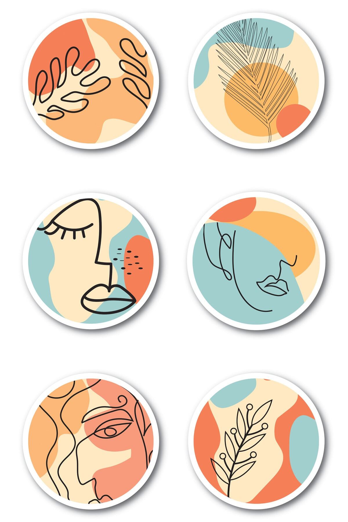 Çizim Temalı Sticker Seti - 6 Adet Etiket Seti- Telefon, Tablet, Defter Laptop Uyumlu Etiket