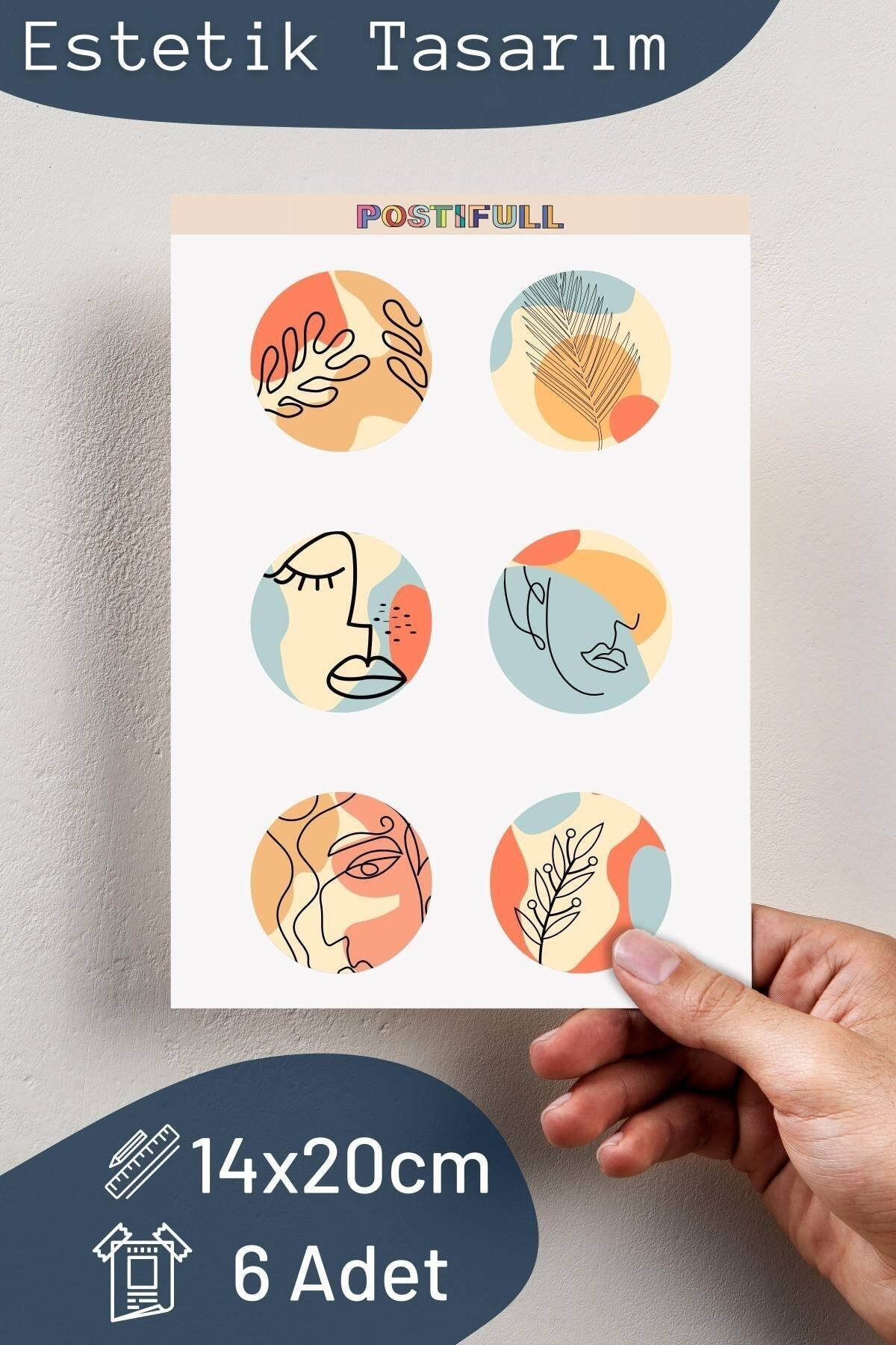 Çizim Temalı Sticker Seti - 6 Adet Etiket Seti- Telefon, Tablet, Defter Laptop Uyumlu Etiket