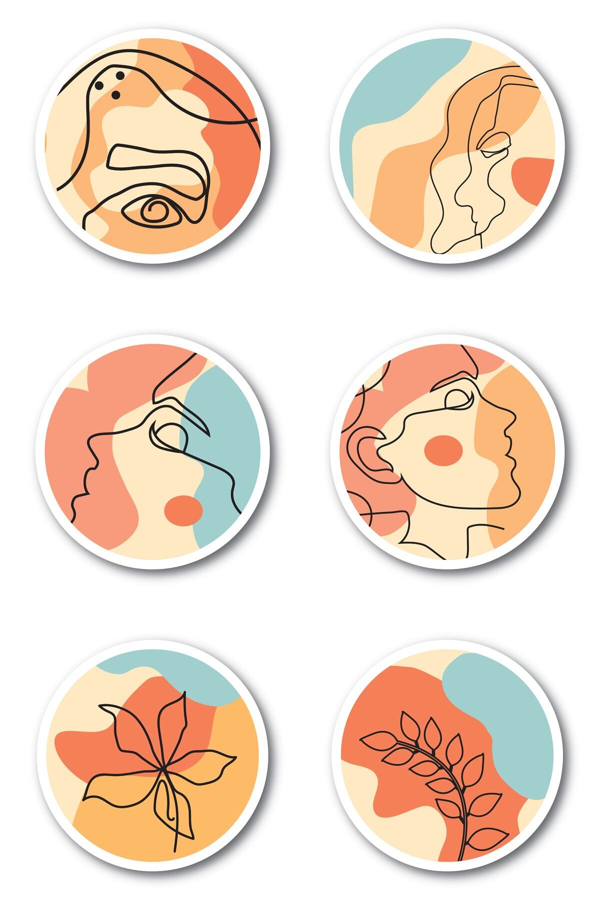 Çizim Temalı Sticker Seti - 6 Adet Etiket Seti- Telefon, Tablet, Defter Laptop Uyumlu Etiket