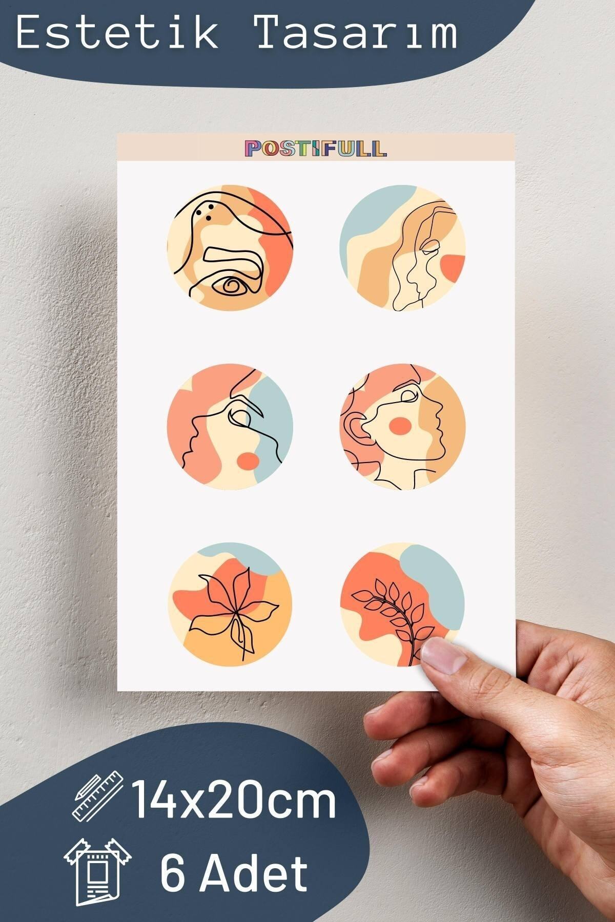 Çizim Temalı Sticker Seti - 6 Adet Etiket Seti- Telefon, Tablet, Defter Laptop Uyumlu Etiket
