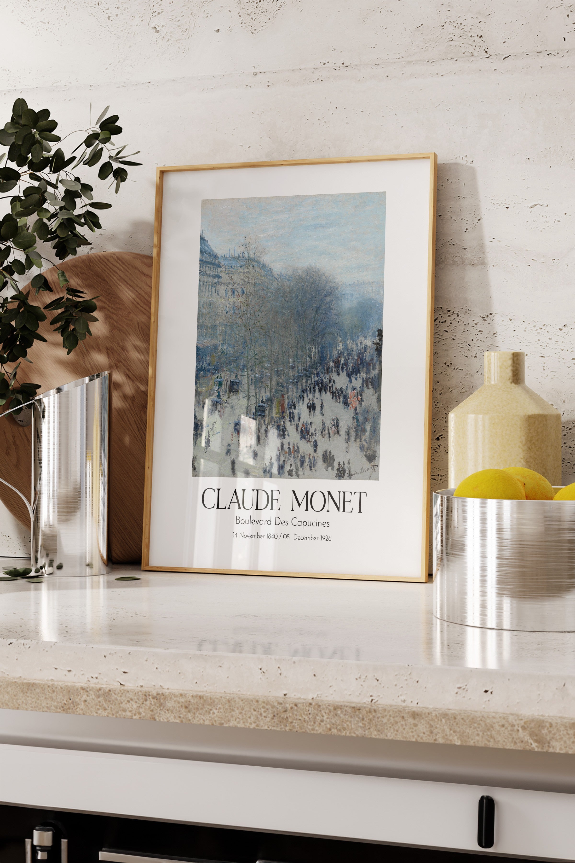 Claude Monet - Boulevard Des Capucines, Ahşap Çerçeveli Tablo, Sanat Serisi NO:110305