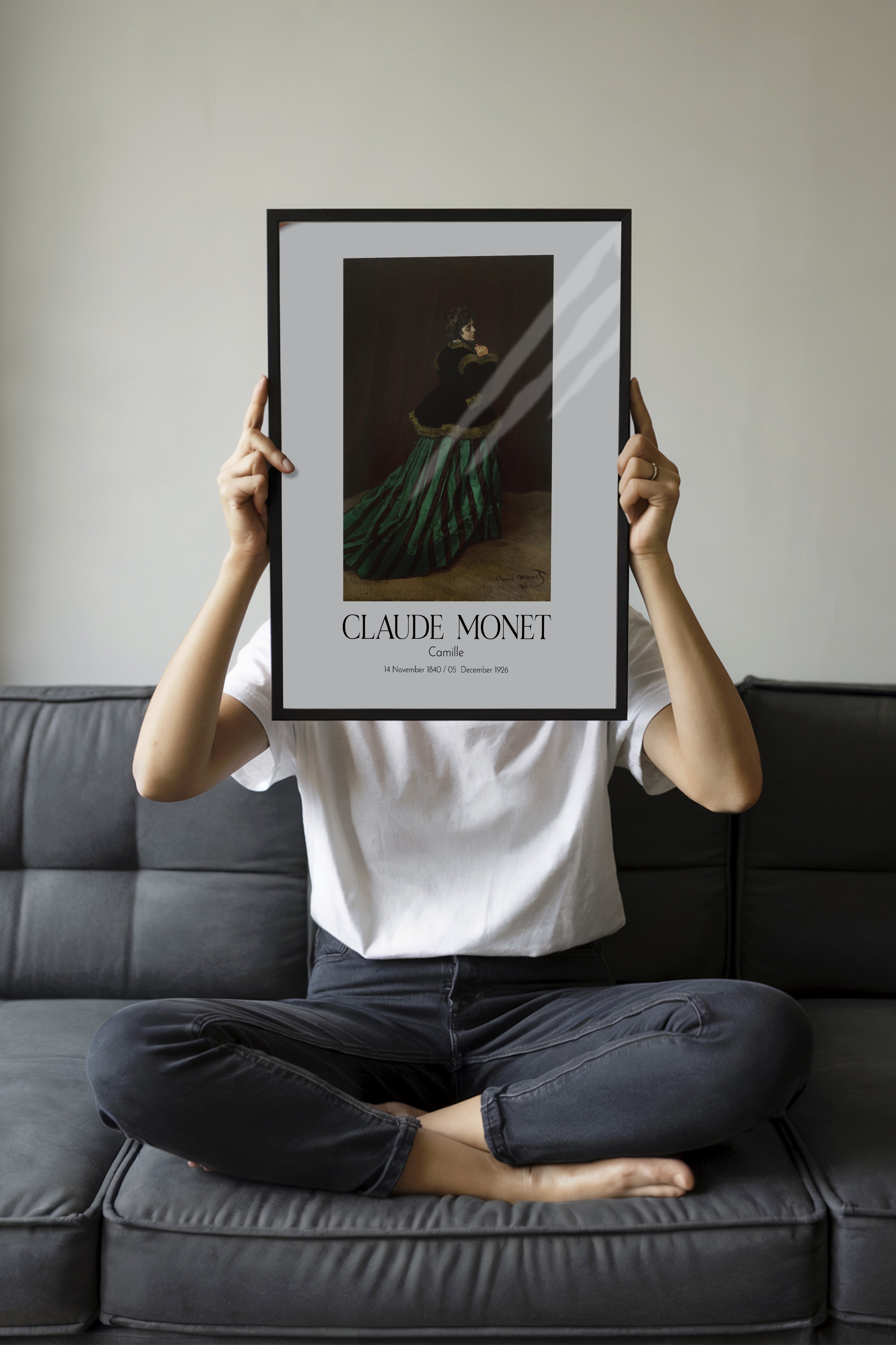 Claude Monet - Camille, Siyah Çerçeveli Tablo, Sanat Serisi NO:110306