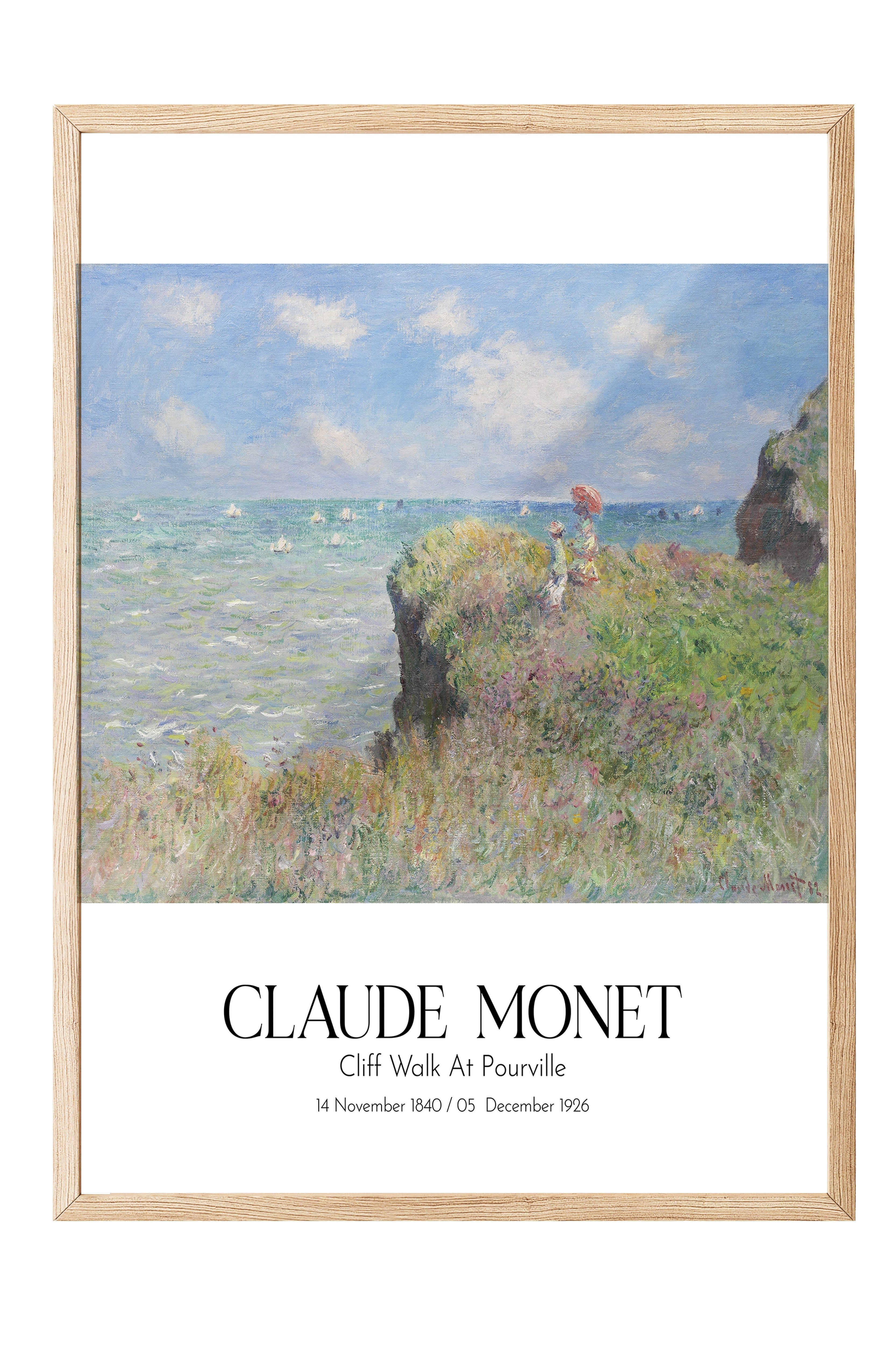 Claude Monet - Cliff Walk At Pourville, Ahşap Çerçeveli Tablo, Sanat Serisi NO:110307
