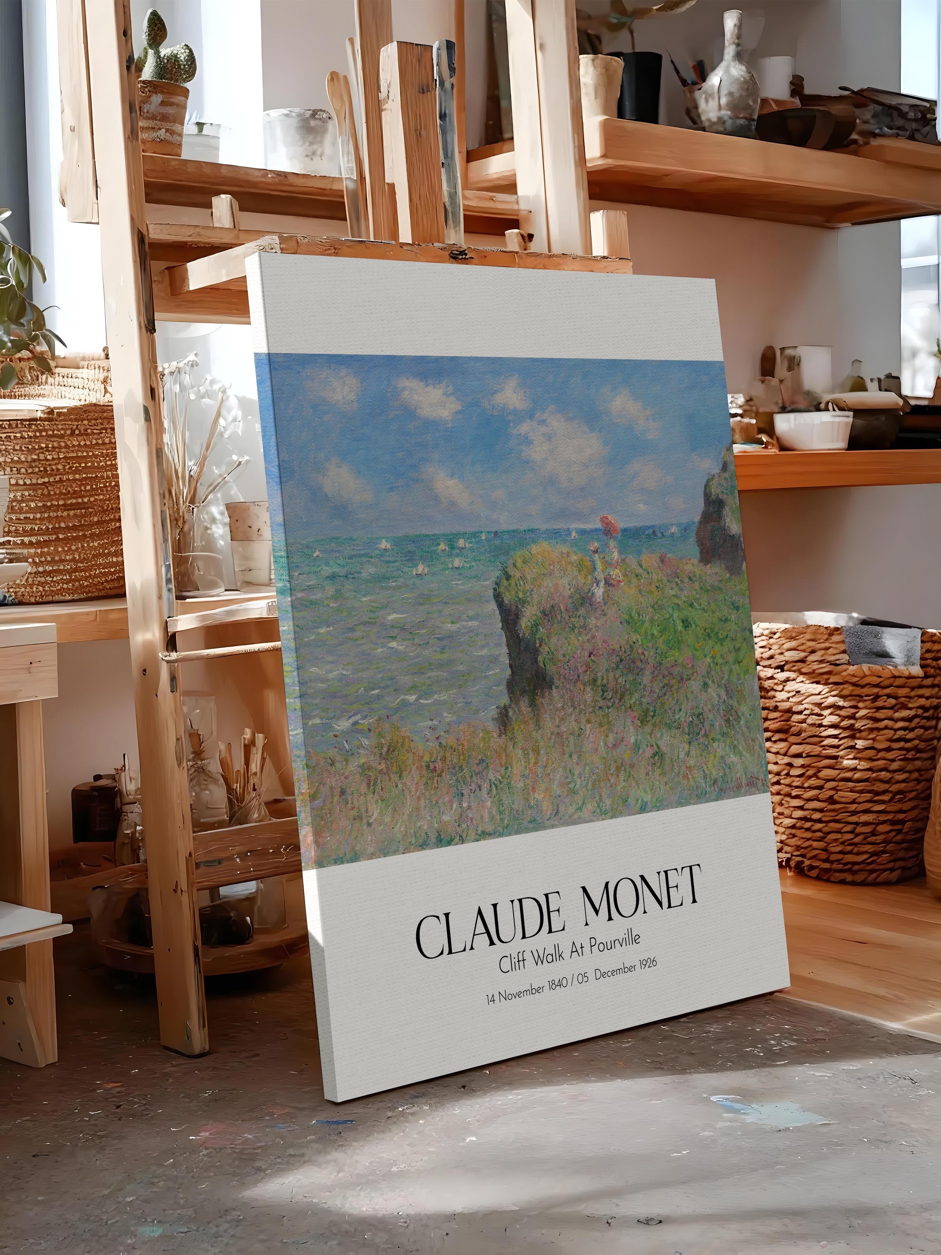 Claude Monet - Cliff Walk At Pourville, Kanvas Tablo, Sanat Serisi NO:110307