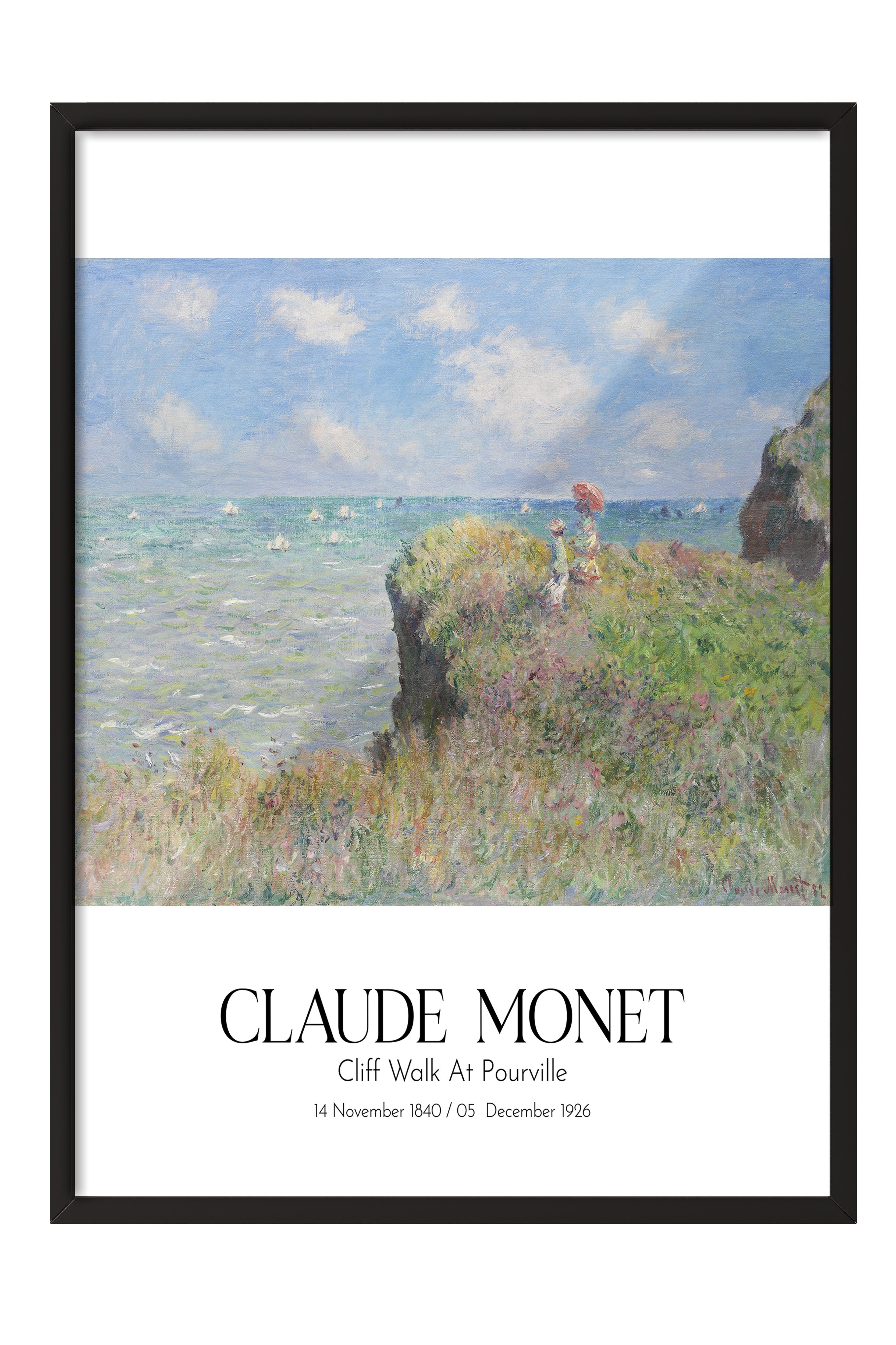 Claude Monet - Cliff Walk At Pourville, Siyah Çerçeveli Tablo, Sanat Serisi NO:110307