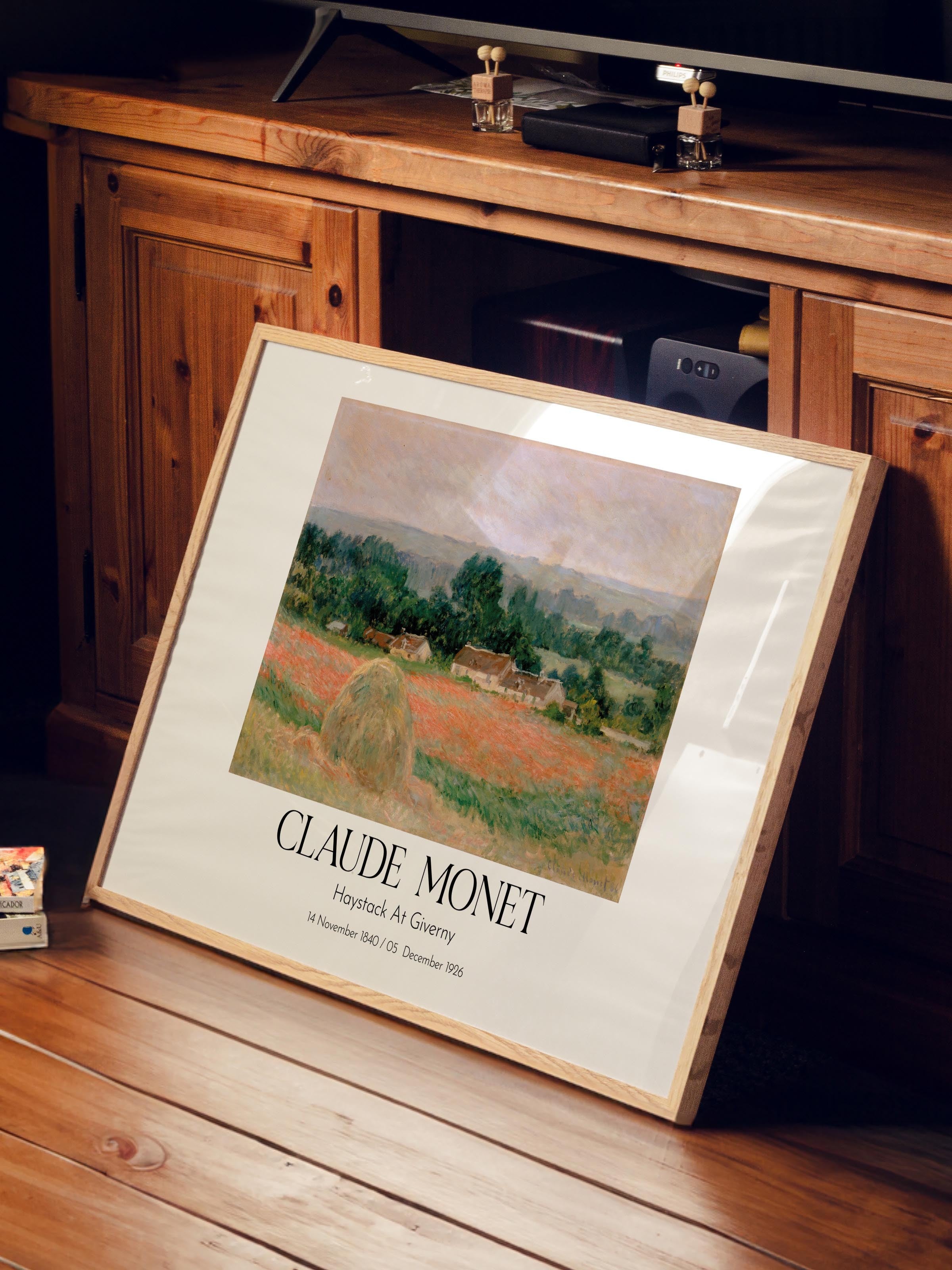 Claude Monet - Haystack At Giverny, Ahşap Çerçeveli Tablo, Sanat Serisi NO:110334