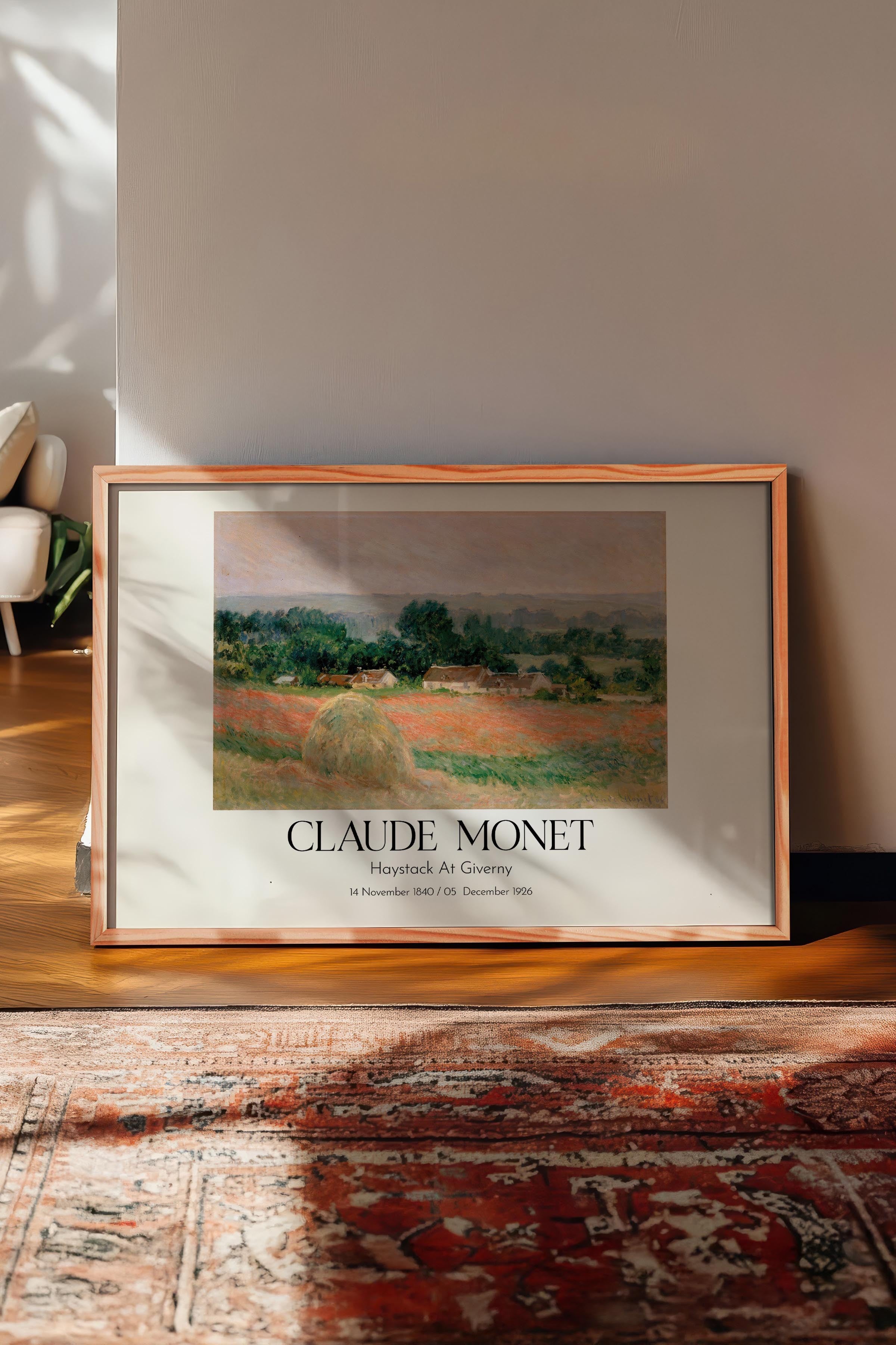 Claude Monet - Haystack At Giverny, Ahşap Çerçeveli Tablo, Sanat Serisi NO:110334