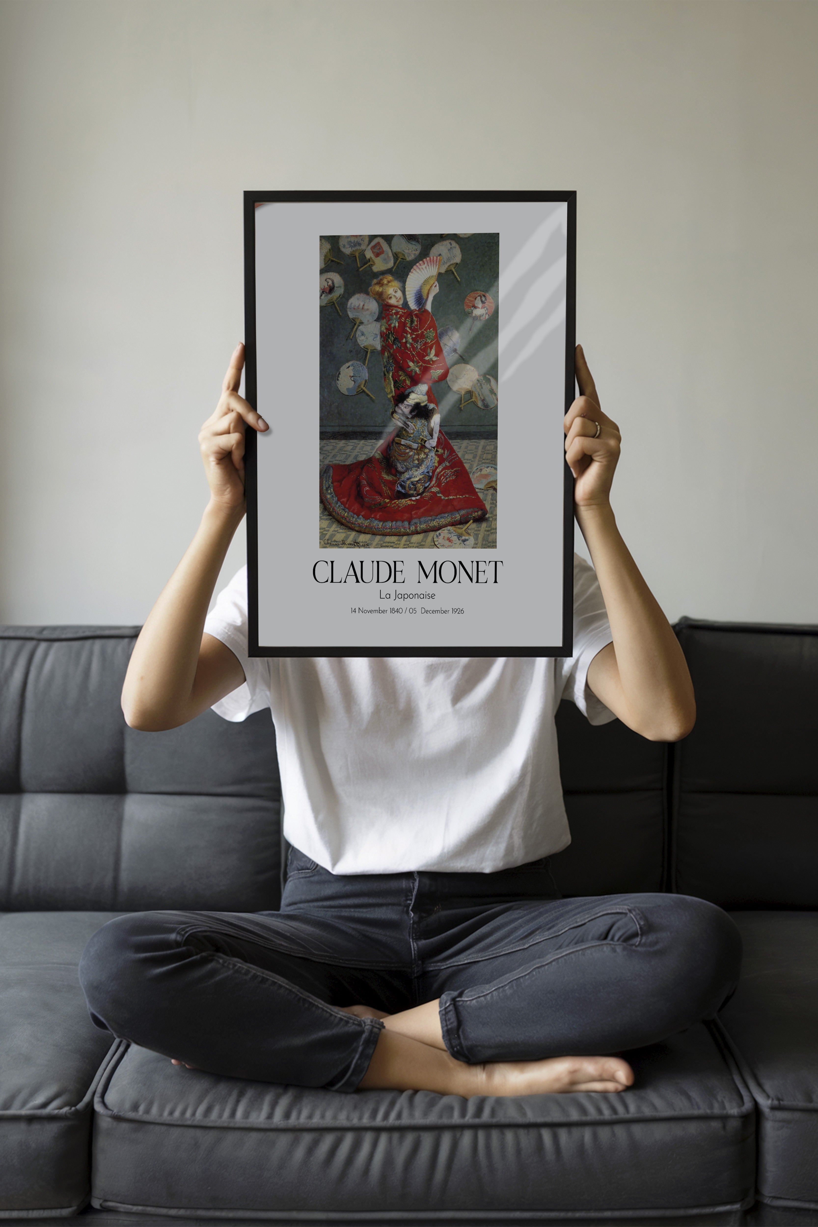 Claude Monet - La Japonaise, Siyah Çerçeveli Tablo, Sanat Serisi NO:110311