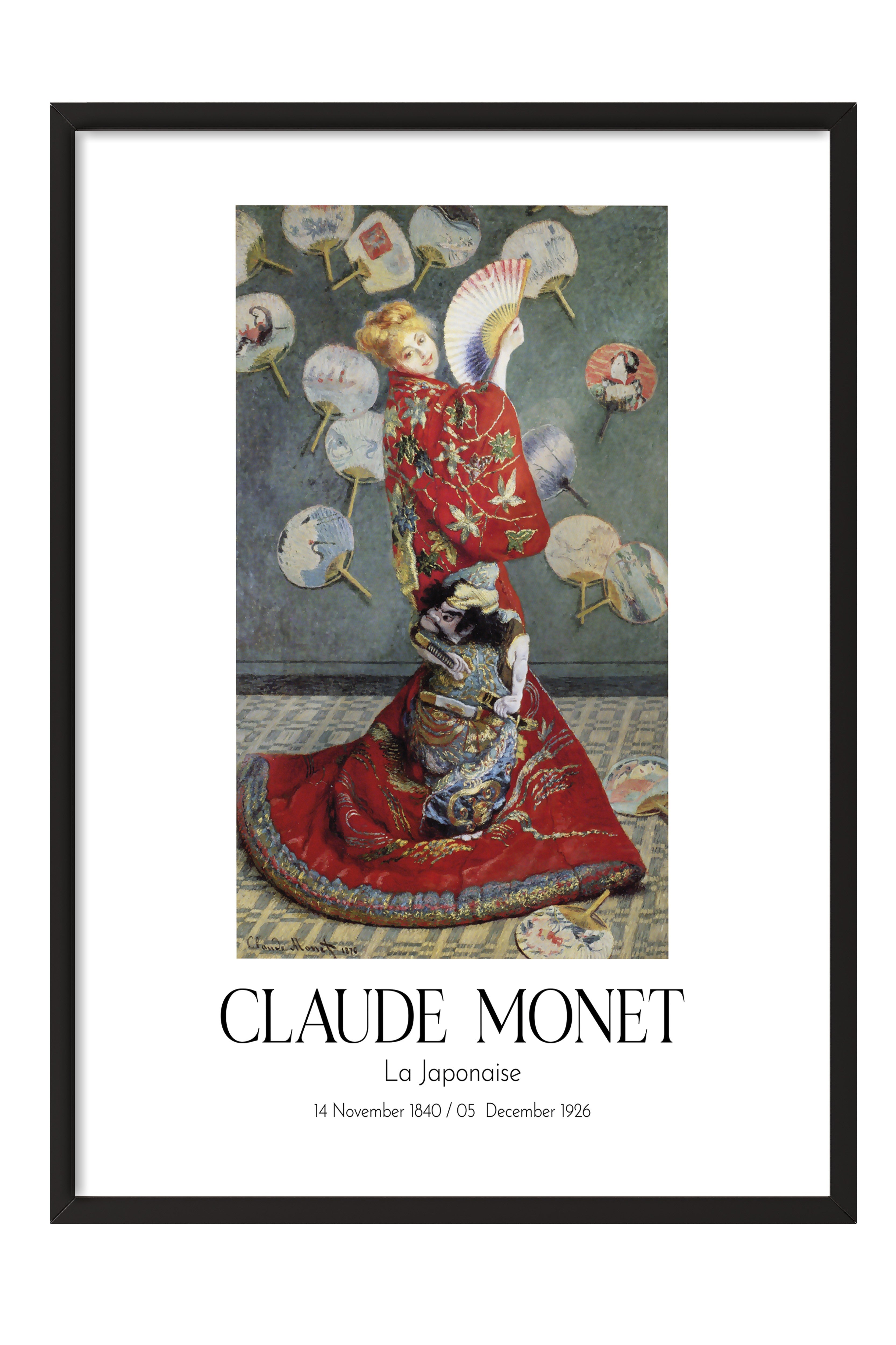 Claude Monet - La Japonaise, Siyah Çerçeveli Tablo, Sanat Serisi NO:110311