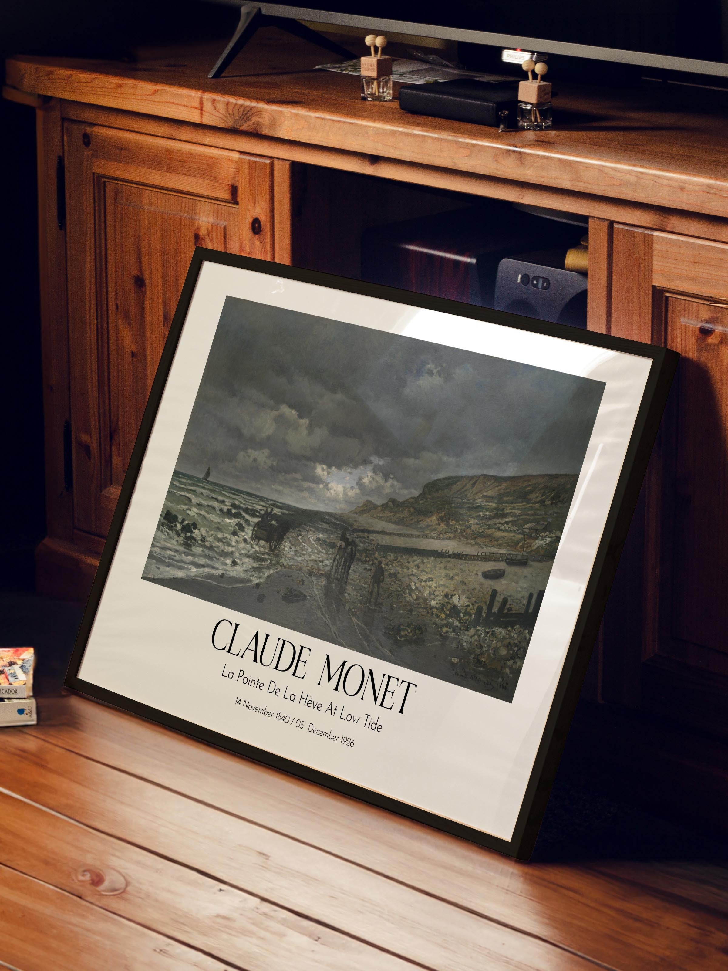 Claude Monet - La Pointe De La Hève At Low Tide, Siyah Çerçeveli Tablo, Sanat Serisi NO:110336
