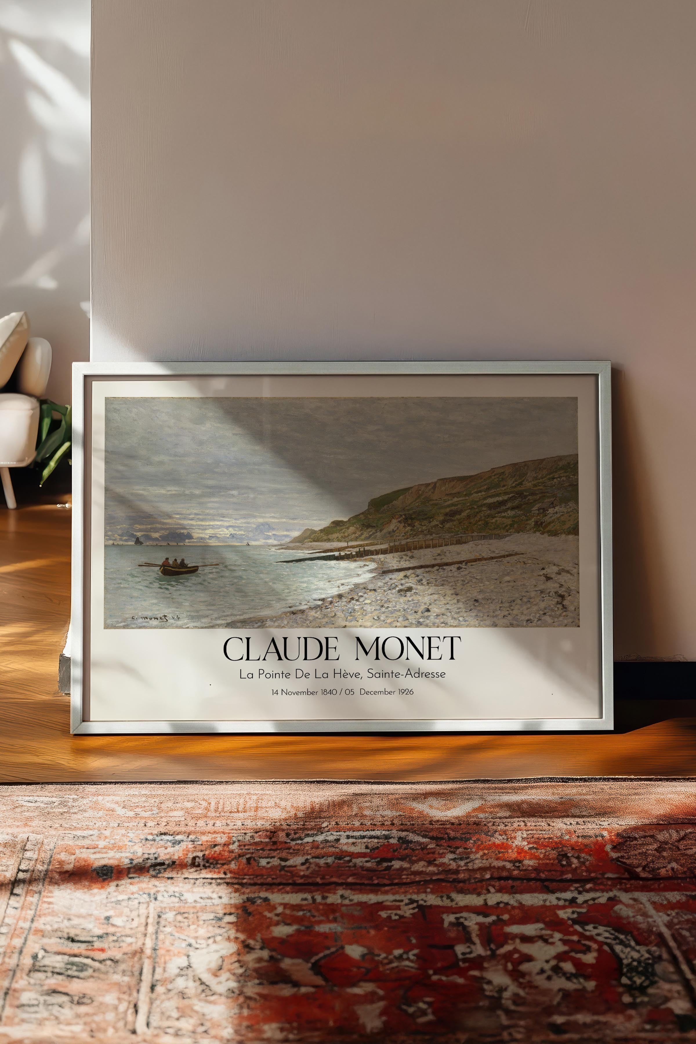Claude Monet - La Pointe De La Hève, Sainte-Adresse, Beyaz Çerçeveli Tablo, Sanat Serisi NO:110318