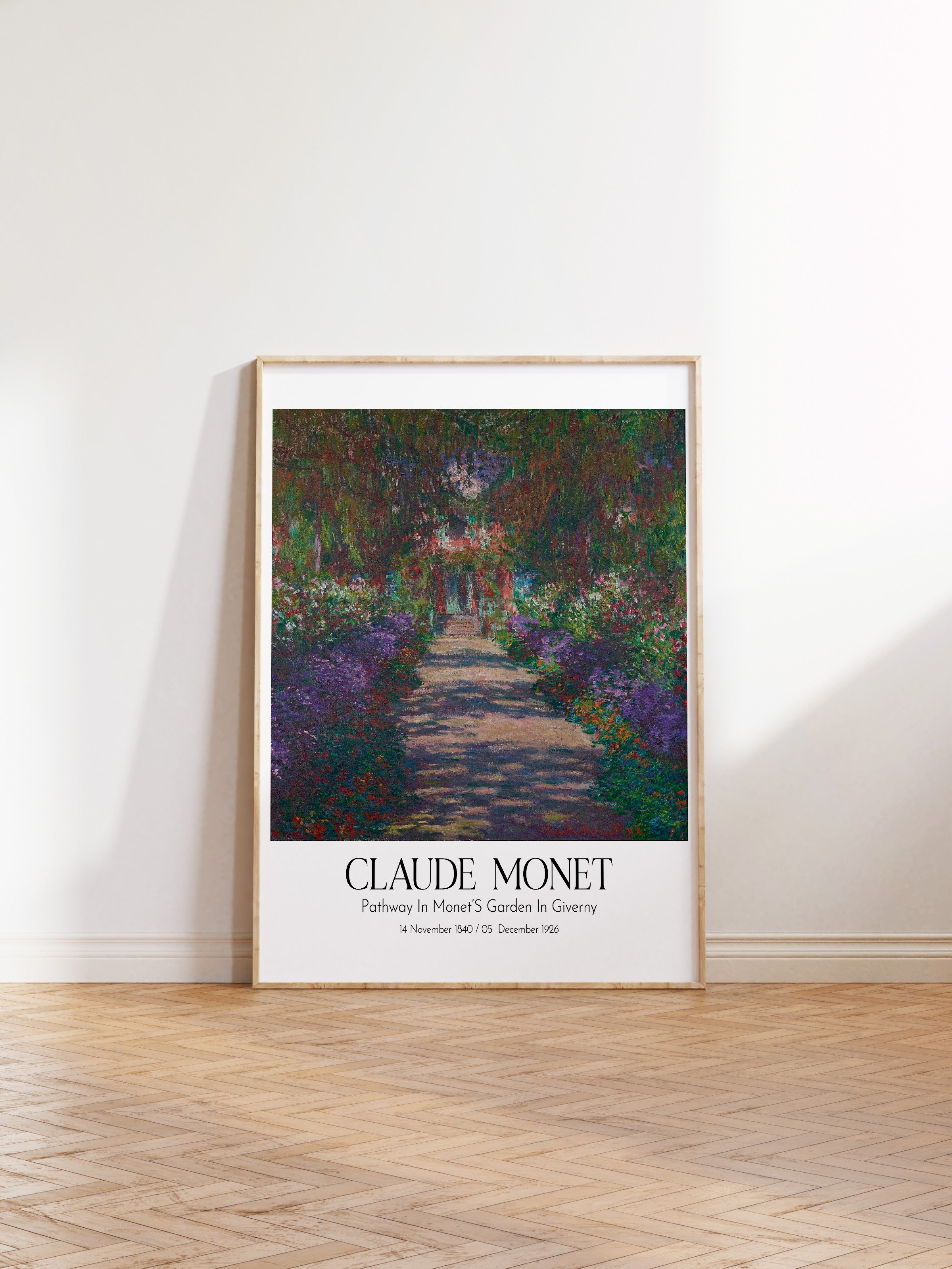 Claude Monet - Pathway In Monet'S Garden In Giverny, Ahşap Çerçeveli Tablo, Sanat Serisi NO:110300