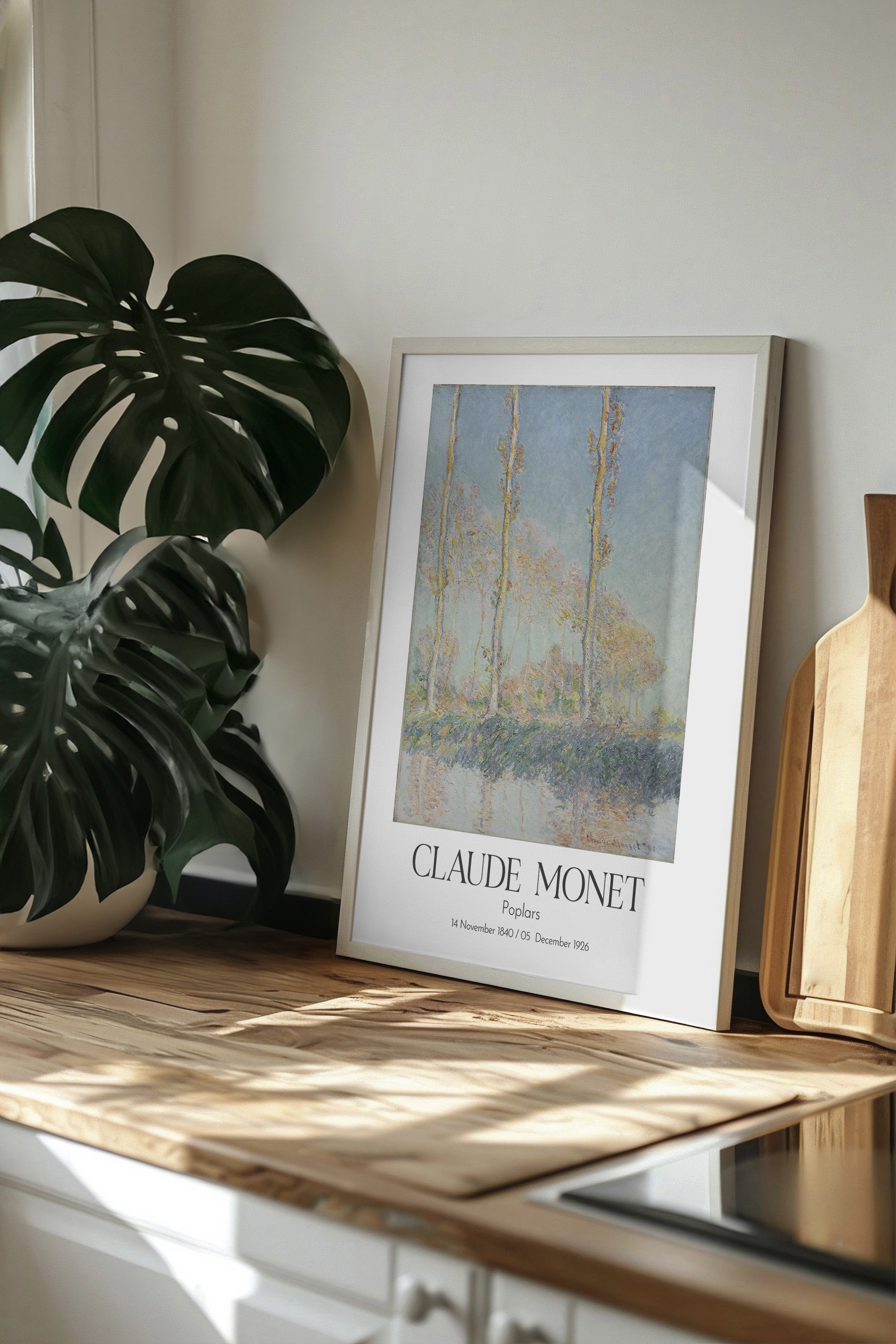 Claude Monet - Poplars, Beyaz Çerçeveli Tablo, Sanat Serisi NO:110301