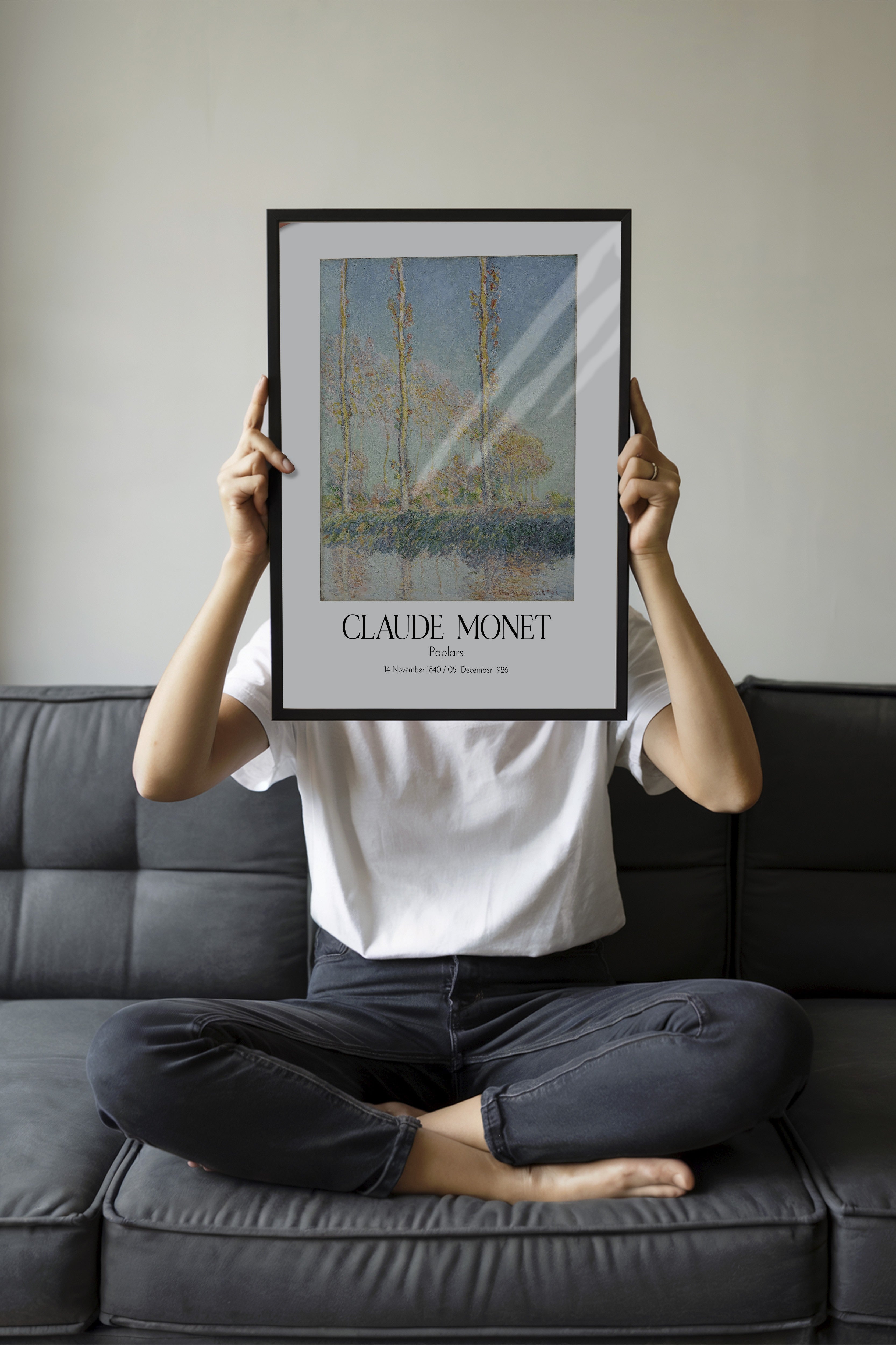 Claude Monet - Poplars, Siyah Çerçeveli Tablo, Sanat Serisi NO:110301